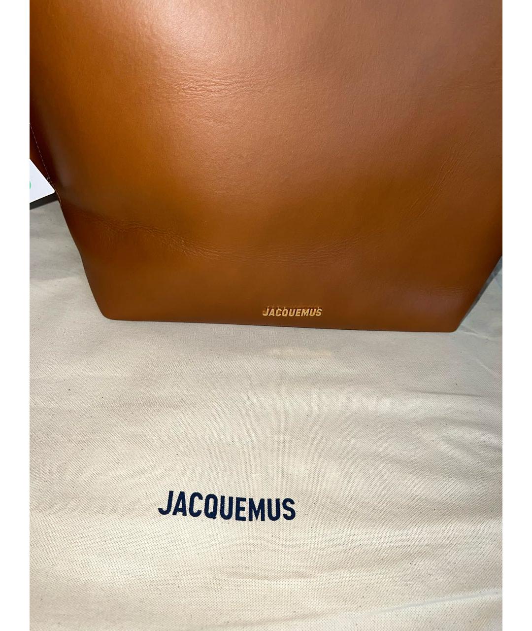 JACQUEMUS Коричневая кожаная сумка тоут, фото 6