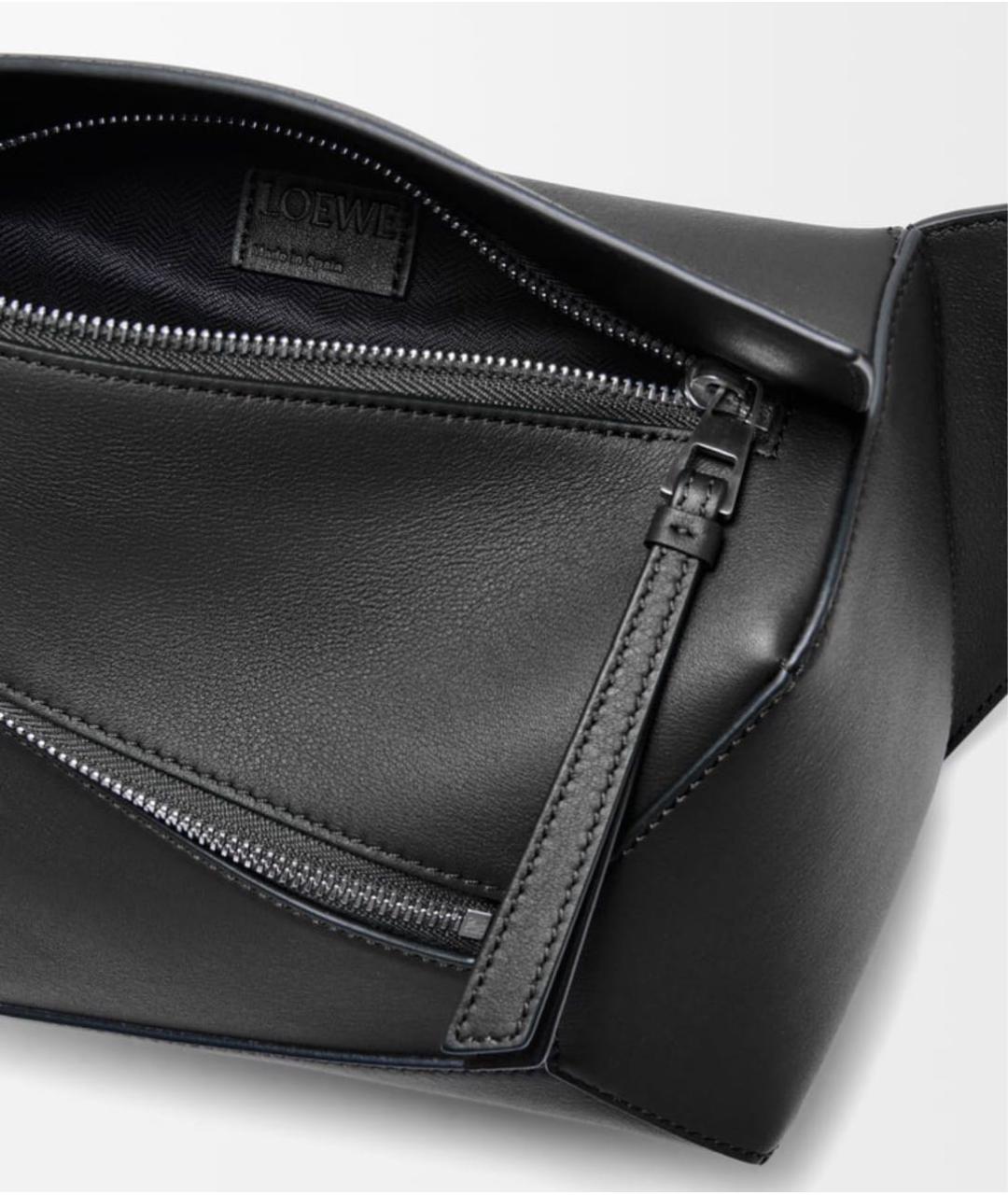 LOEWE Черная кожаная поясная сумка, фото 5