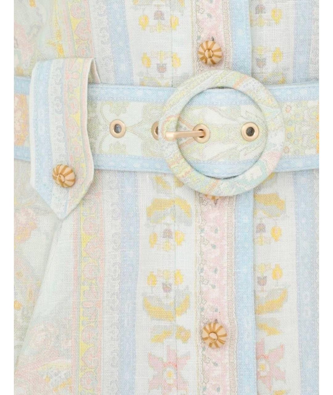 ZIMMERMANN Голубое льняное повседневное платье, фото 4