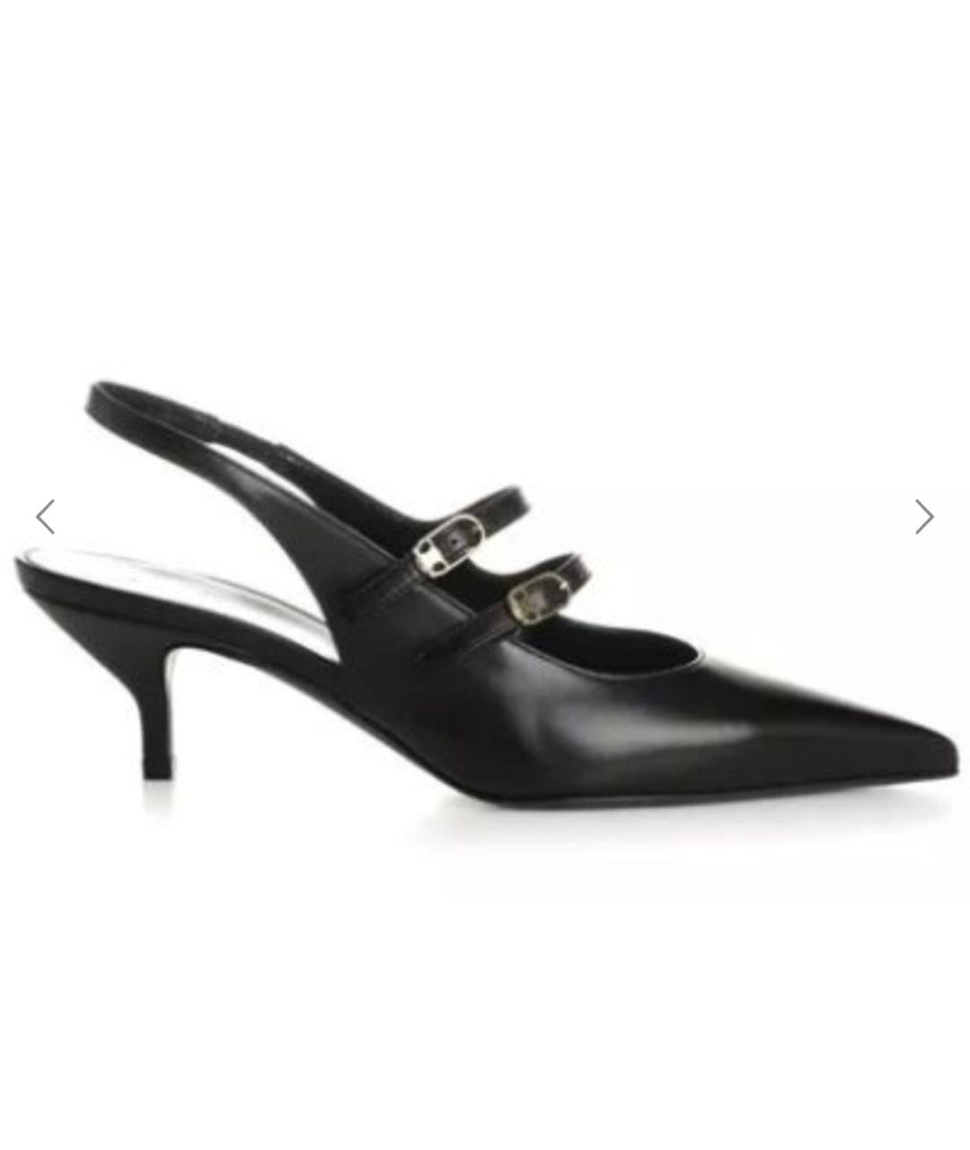 CELINE Черные кожаные лодочки на низком каблуке, фото 5