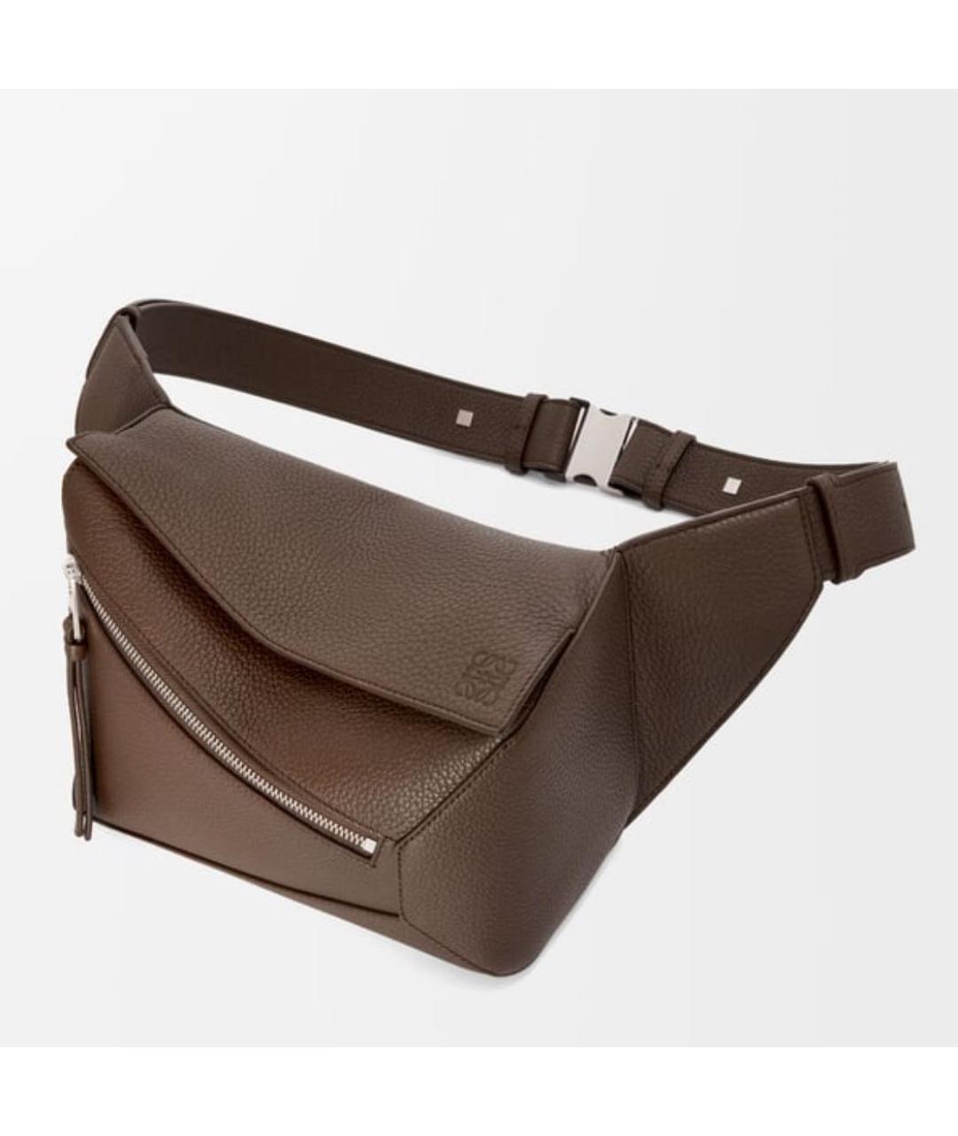 LOEWE Коричневая кожаная поясная сумка, фото 3