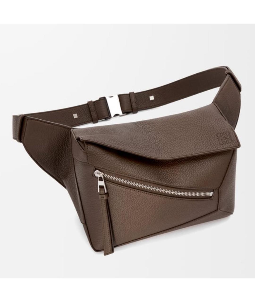 LOEWE Коричневая кожаная поясная сумка, фото 2