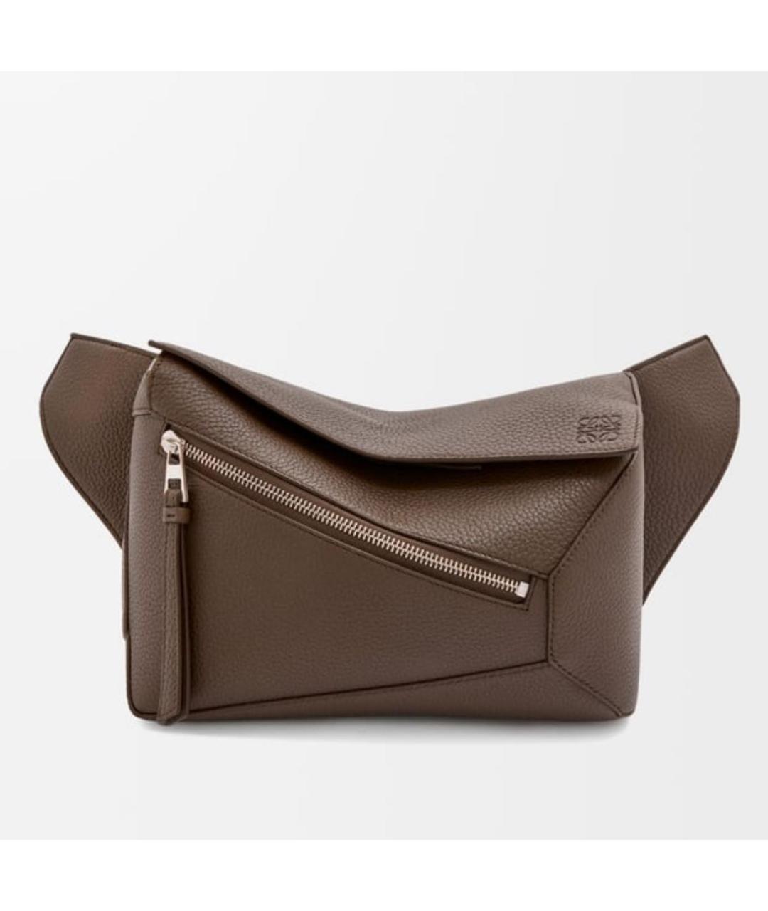 LOEWE Коричневая кожаная поясная сумка, фото 7