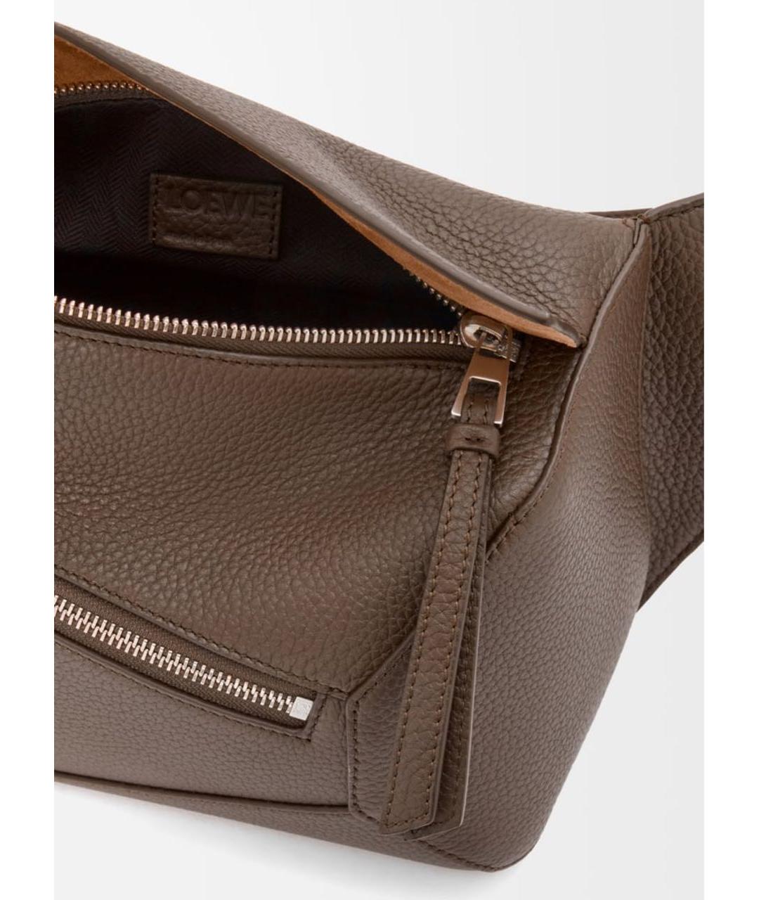 LOEWE Коричневая кожаная поясная сумка, фото 5