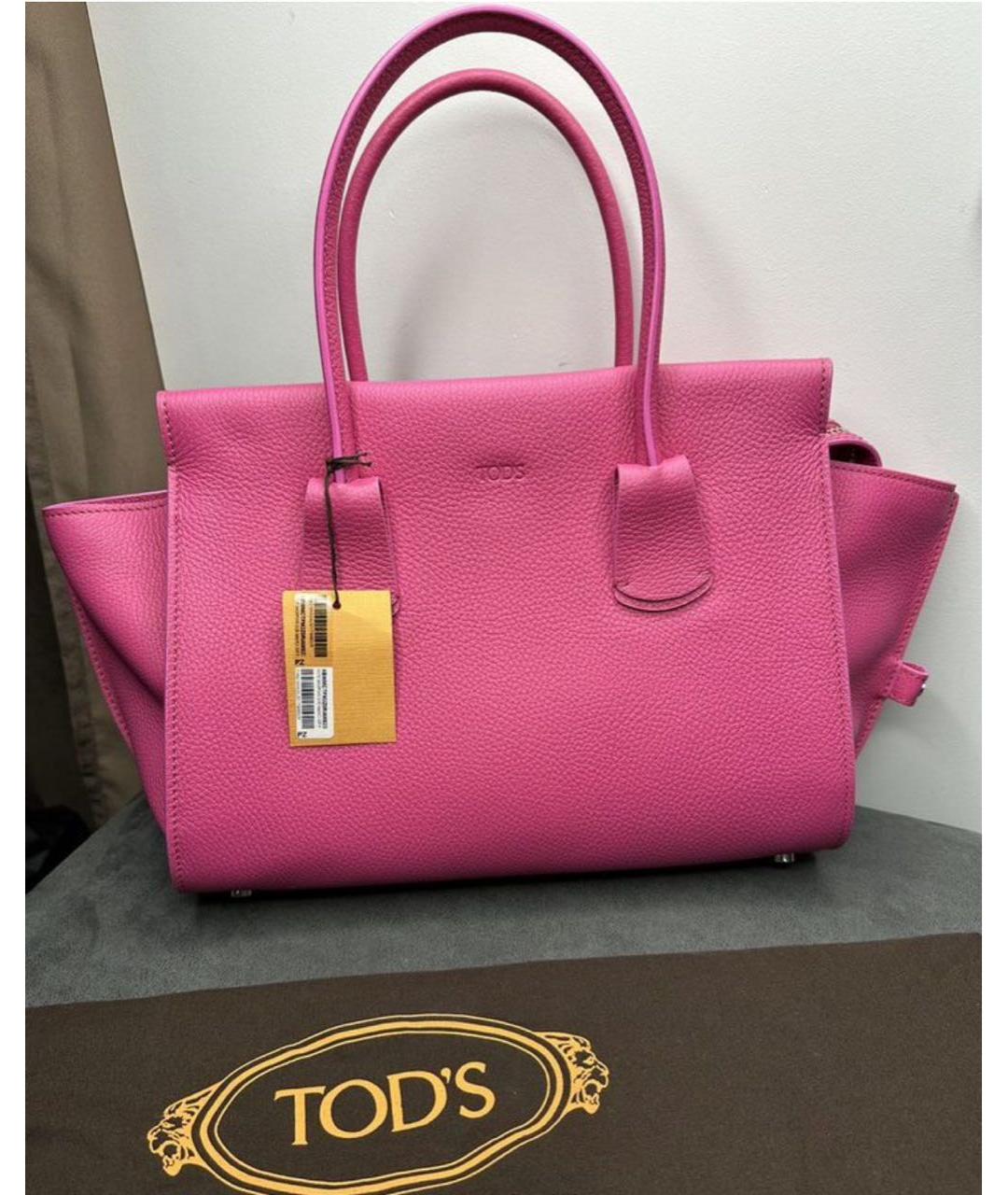 TOD'S Розовая кожаная сумка тоут, фото 3