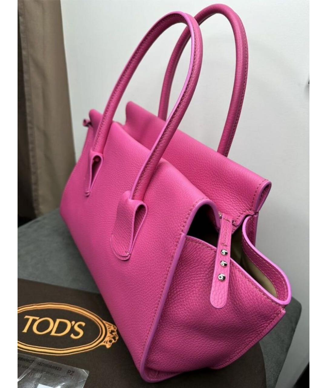 TOD'S Розовая кожаная сумка тоут, фото 2