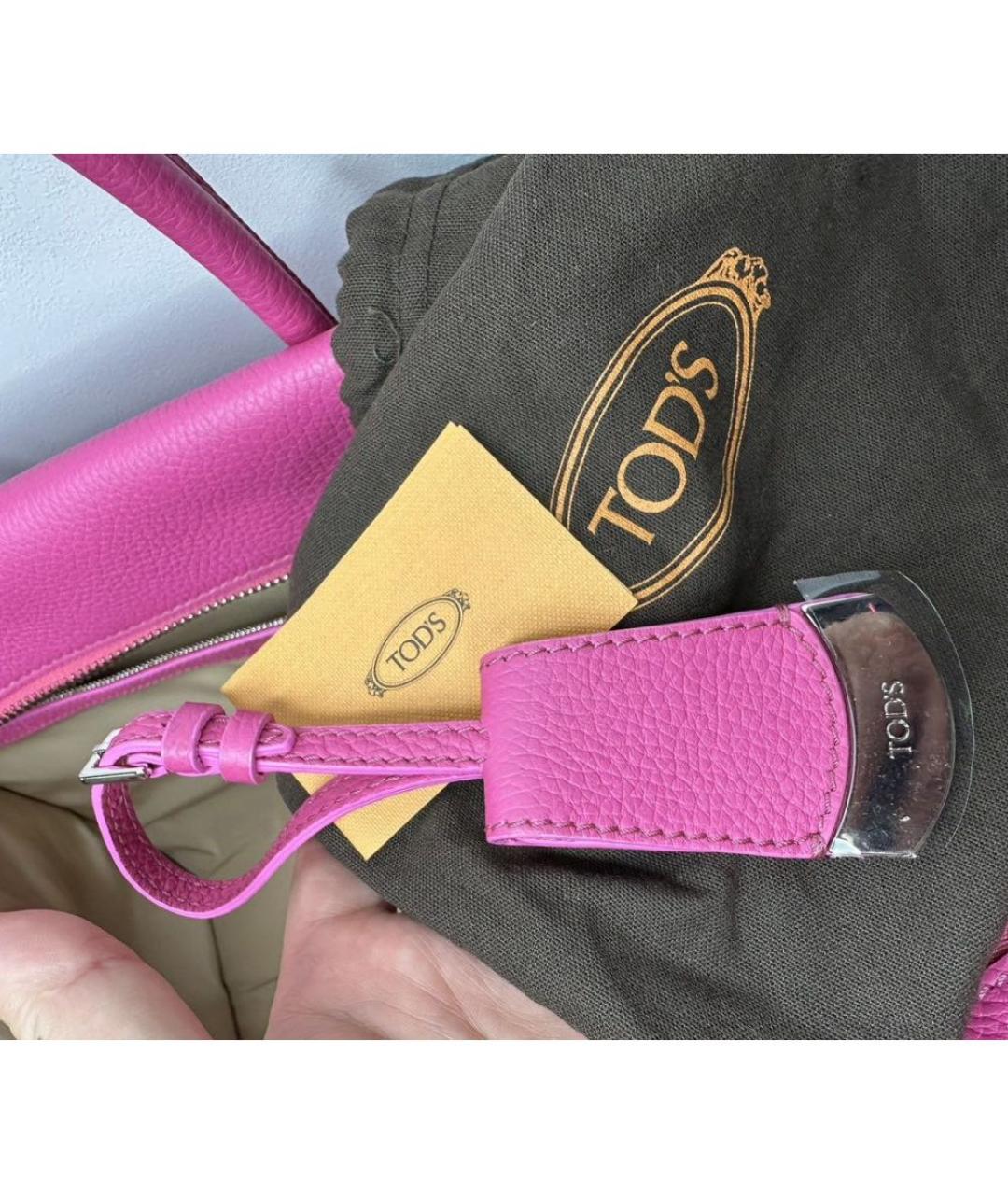 TOD'S Розовая кожаная сумка тоут, фото 7
