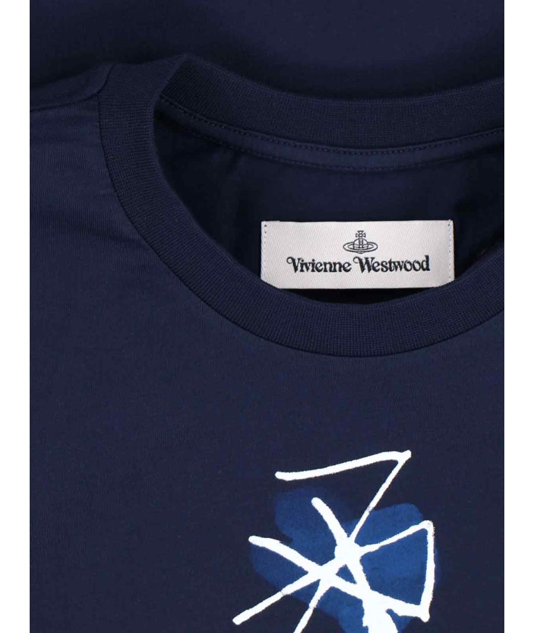 VIVIENNE WESTWOOD Темно-синяя хлопковая футболка, фото 3