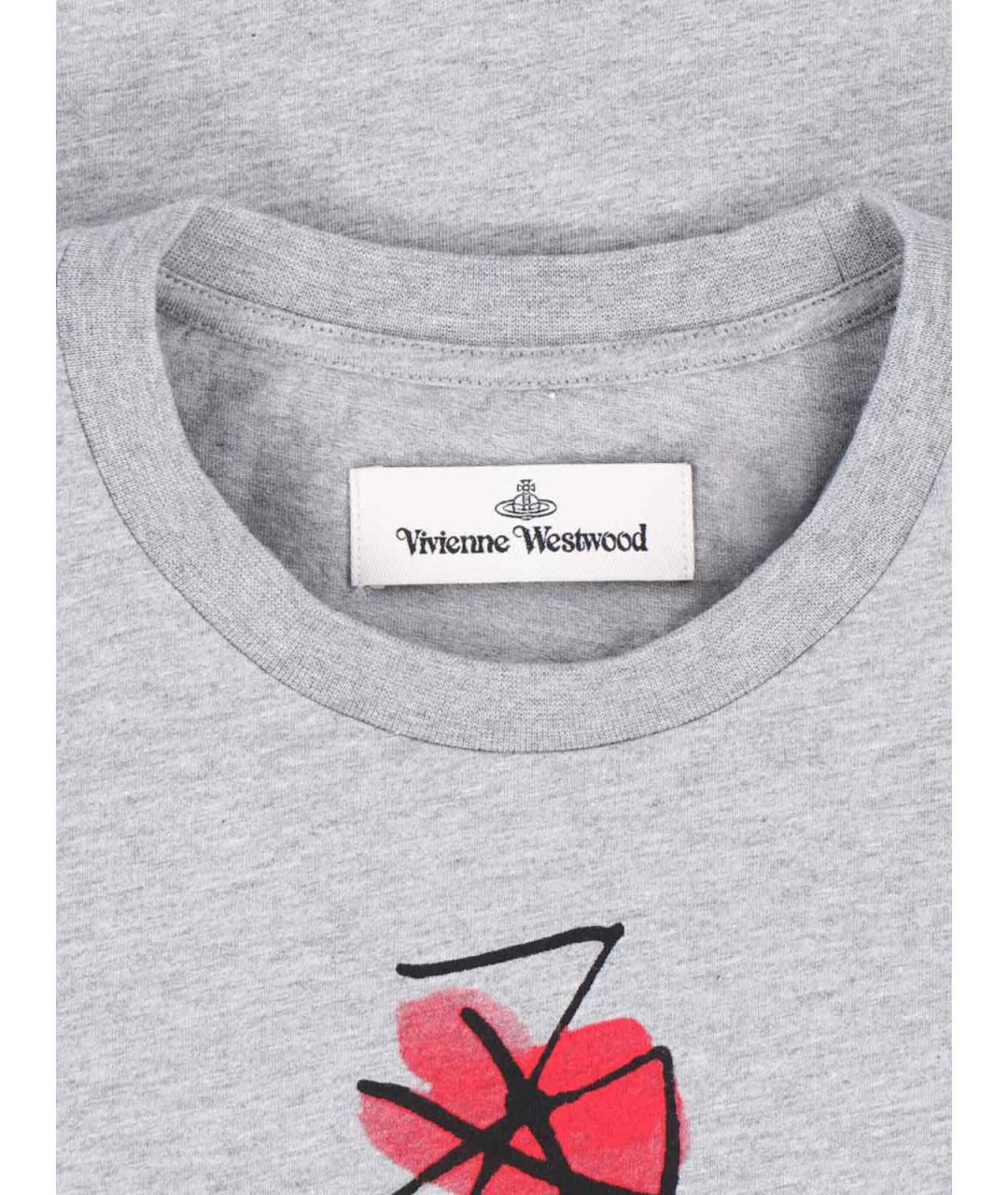 VIVIENNE WESTWOOD Серая хлопковая футболка, фото 3