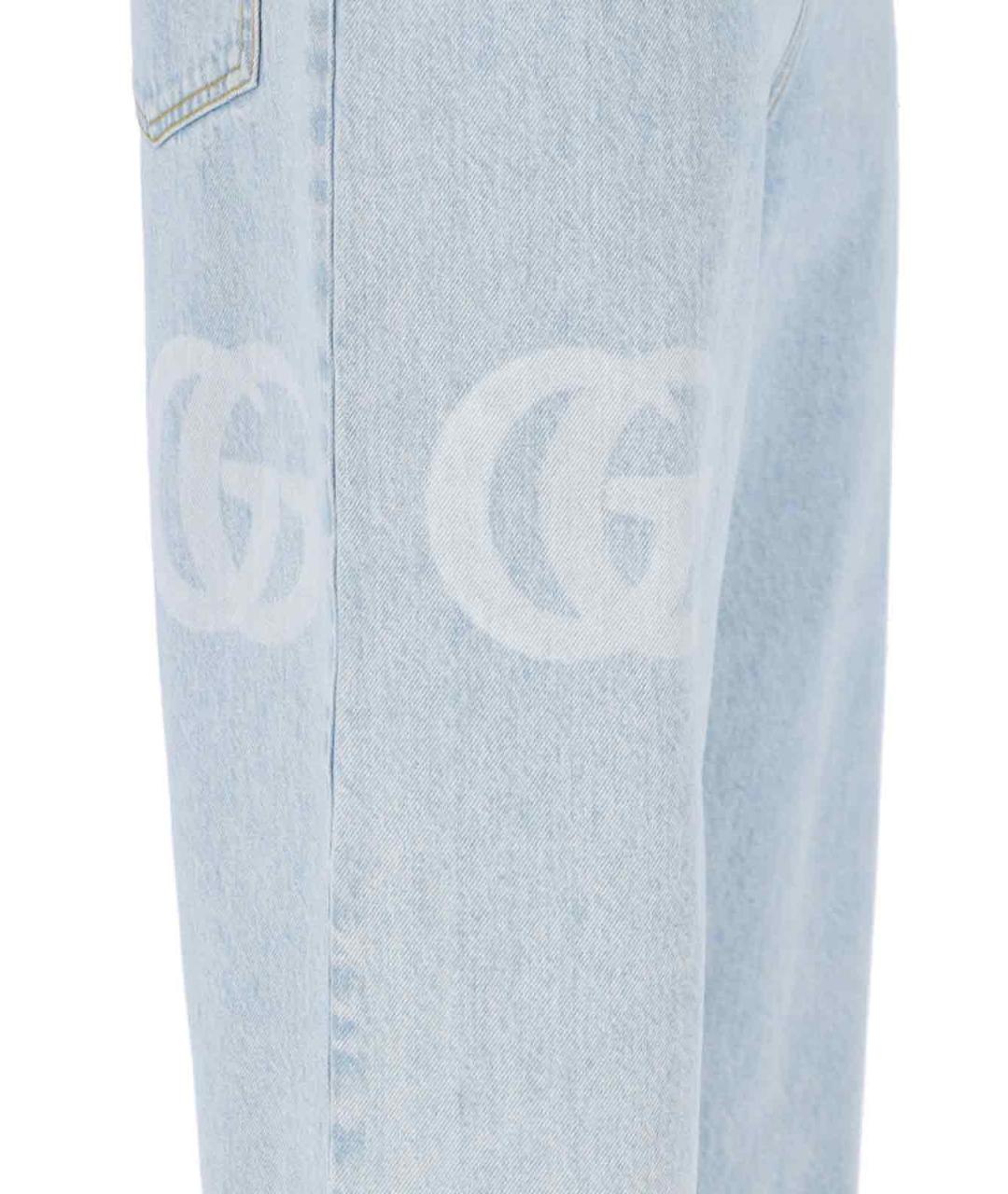 GUCCI Голубые хлопковые прямые джинсы, фото 4