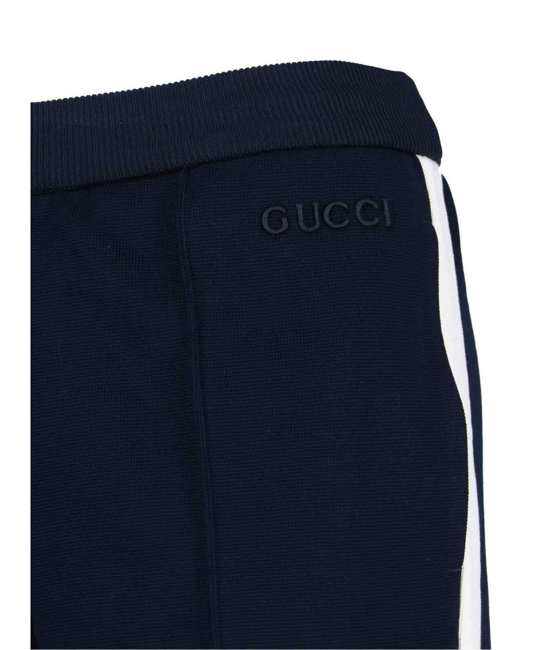 GUCCI Темно-синие хлопковые прямые брюки, фото 5