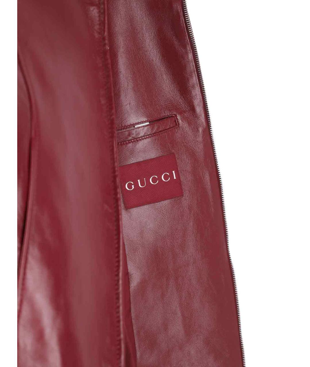 GUCCI Бордовая кожаная куртка, фото 5