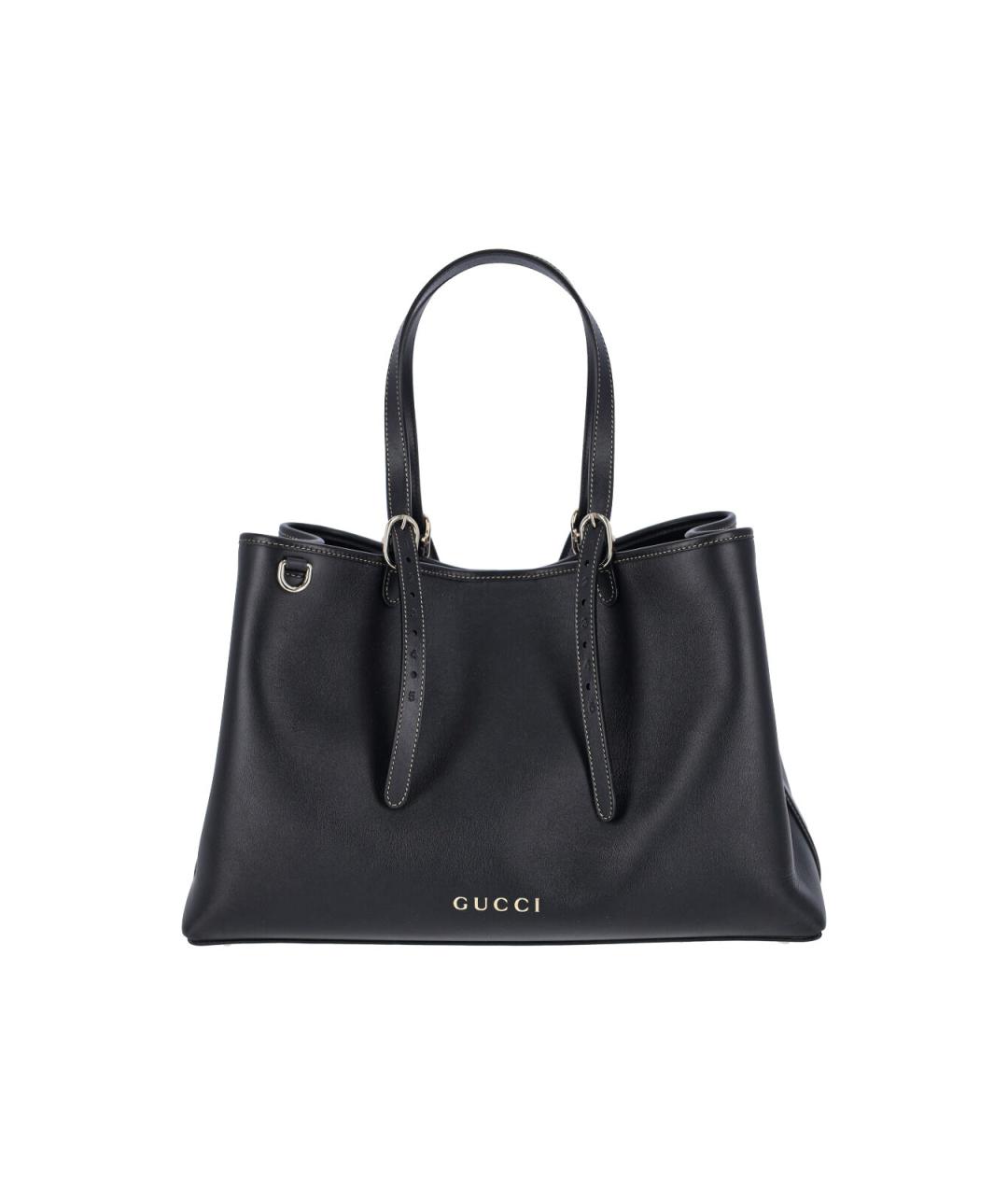 GUCCI Черная кожаная сумка тоут, фото 1