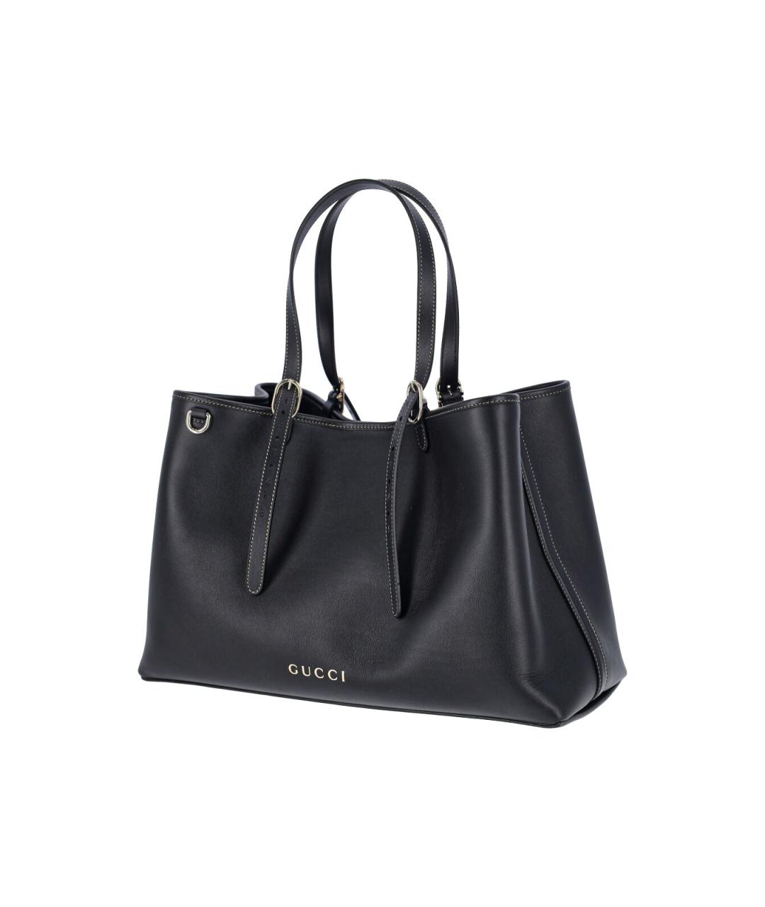GUCCI Черная кожаная сумка тоут, фото 2