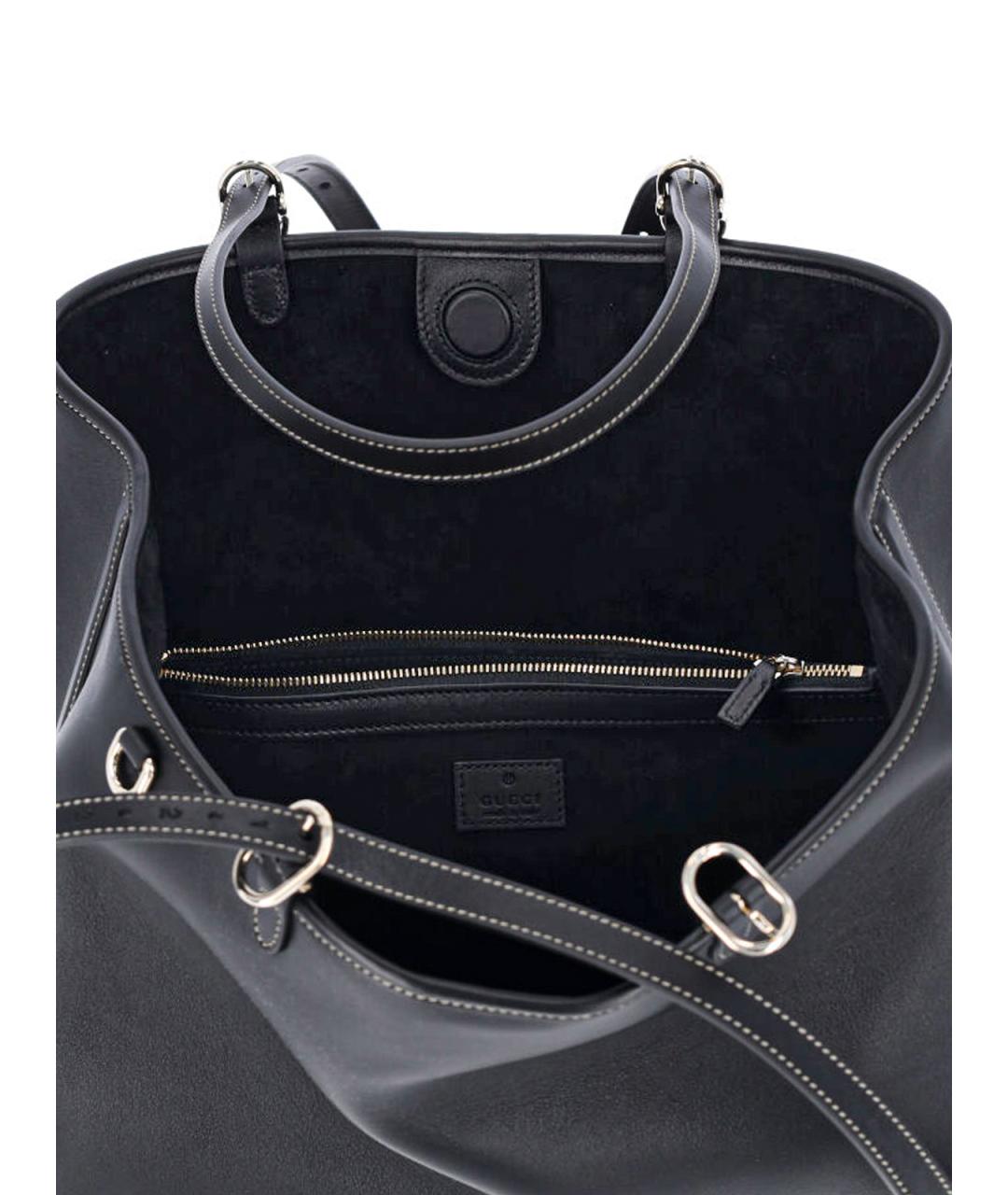 GUCCI Черная кожаная сумка тоут, фото 4
