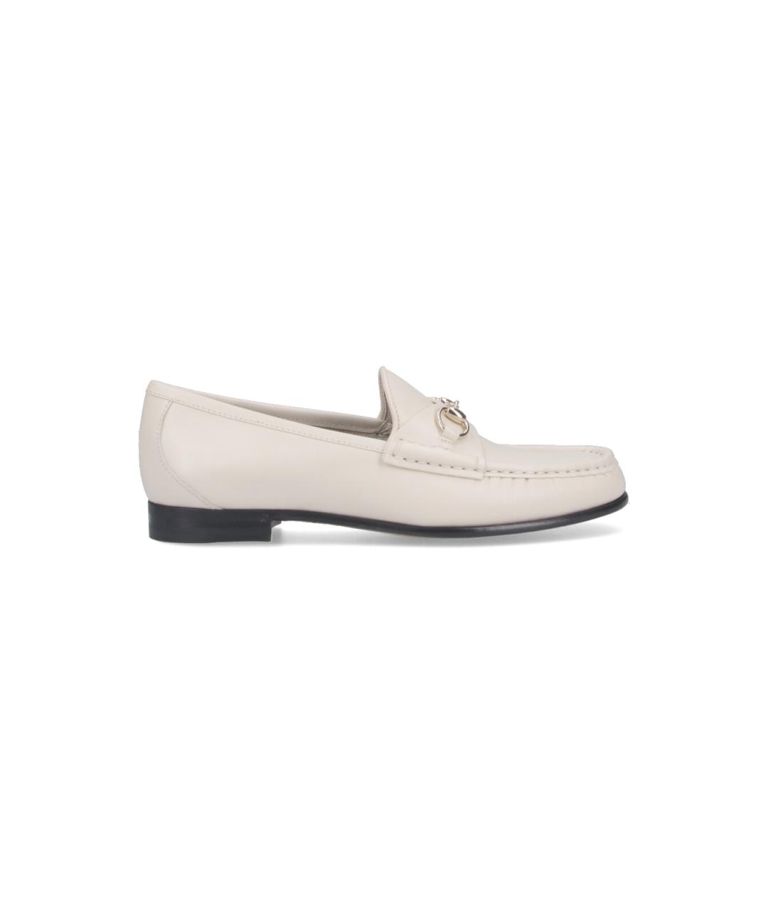 GUCCI Белые кожаные лоферы, фото 1
