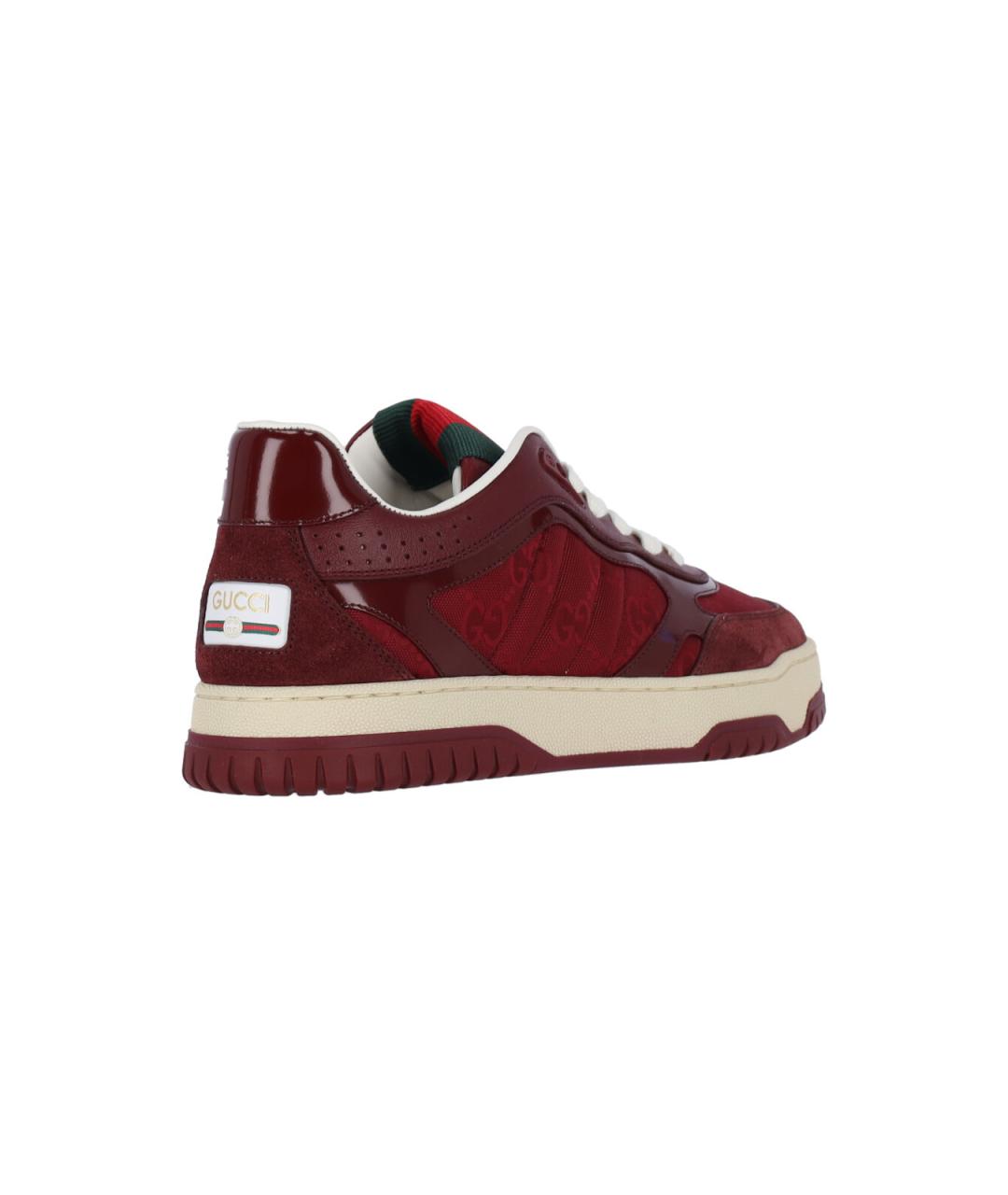 GUCCI Бордовые кожаные кеды, фото 4