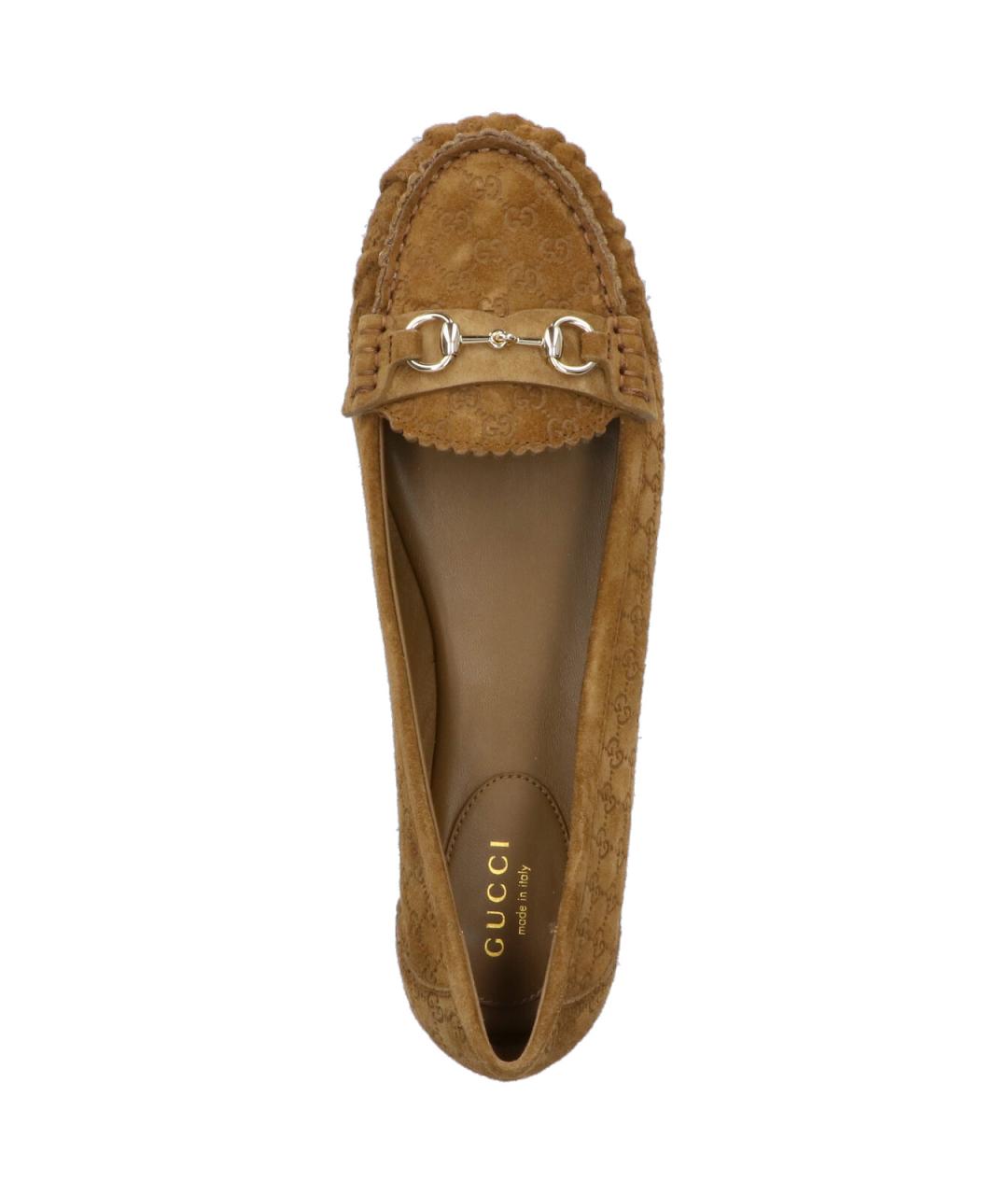 GUCCI Коричневые кожаные балетки, фото 5