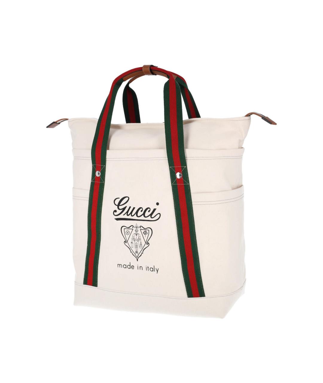 GUCCI Бежевая тканевая сумка тоут, фото 2