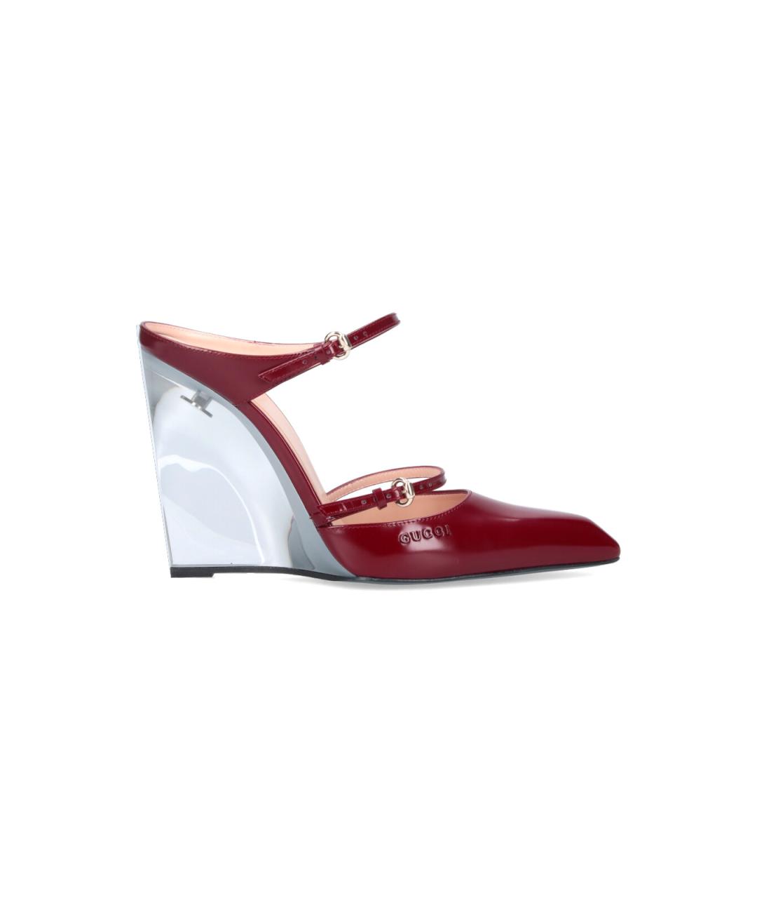 GUCCI Красные кожаные мюли, фото 1