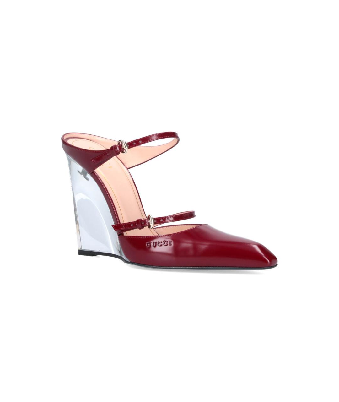 GUCCI Красные кожаные мюли, фото 2