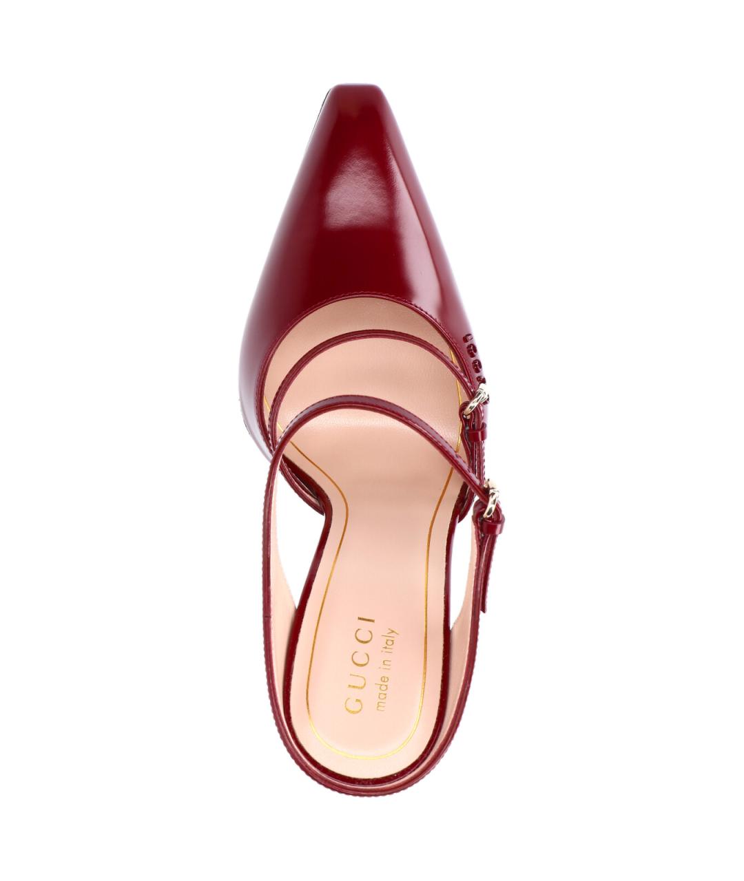 GUCCI Красные кожаные мюли, фото 5