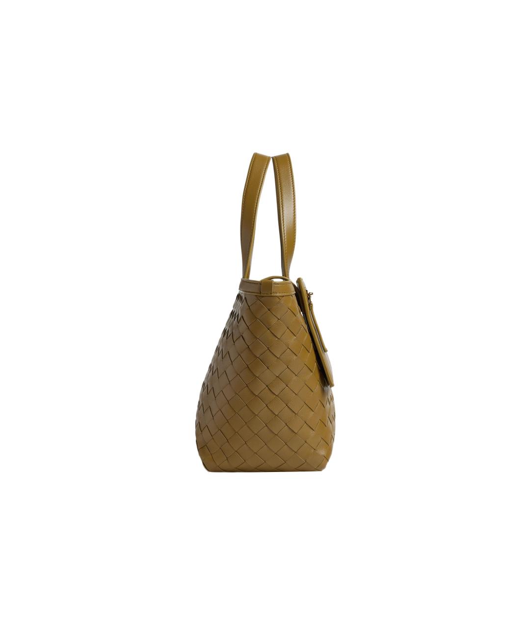 BOTTEGA VENETA Коричневая кожаная юбка миди, фото 2