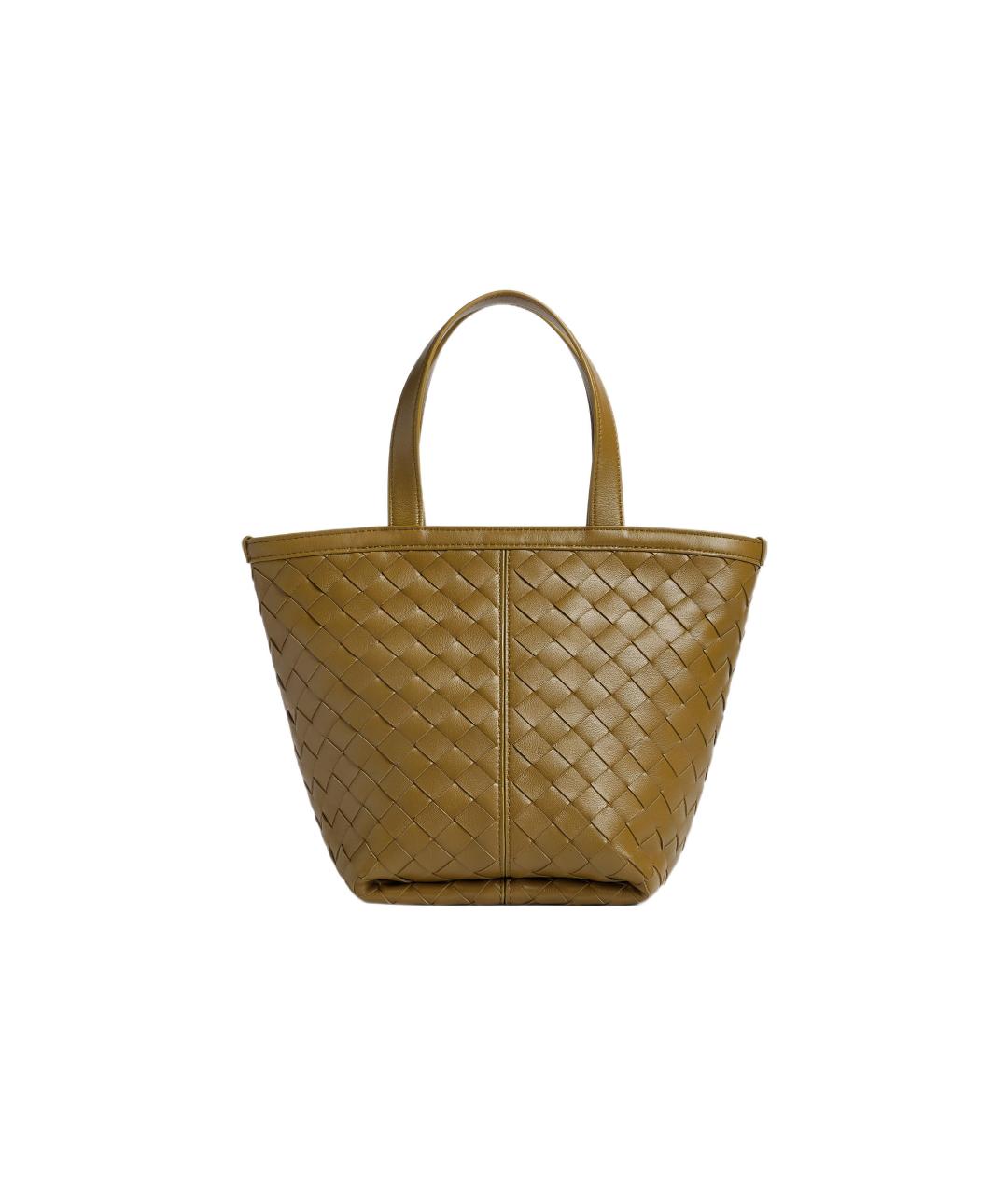 BOTTEGA VENETA Коричневая кожаная юбка миди, фото 3