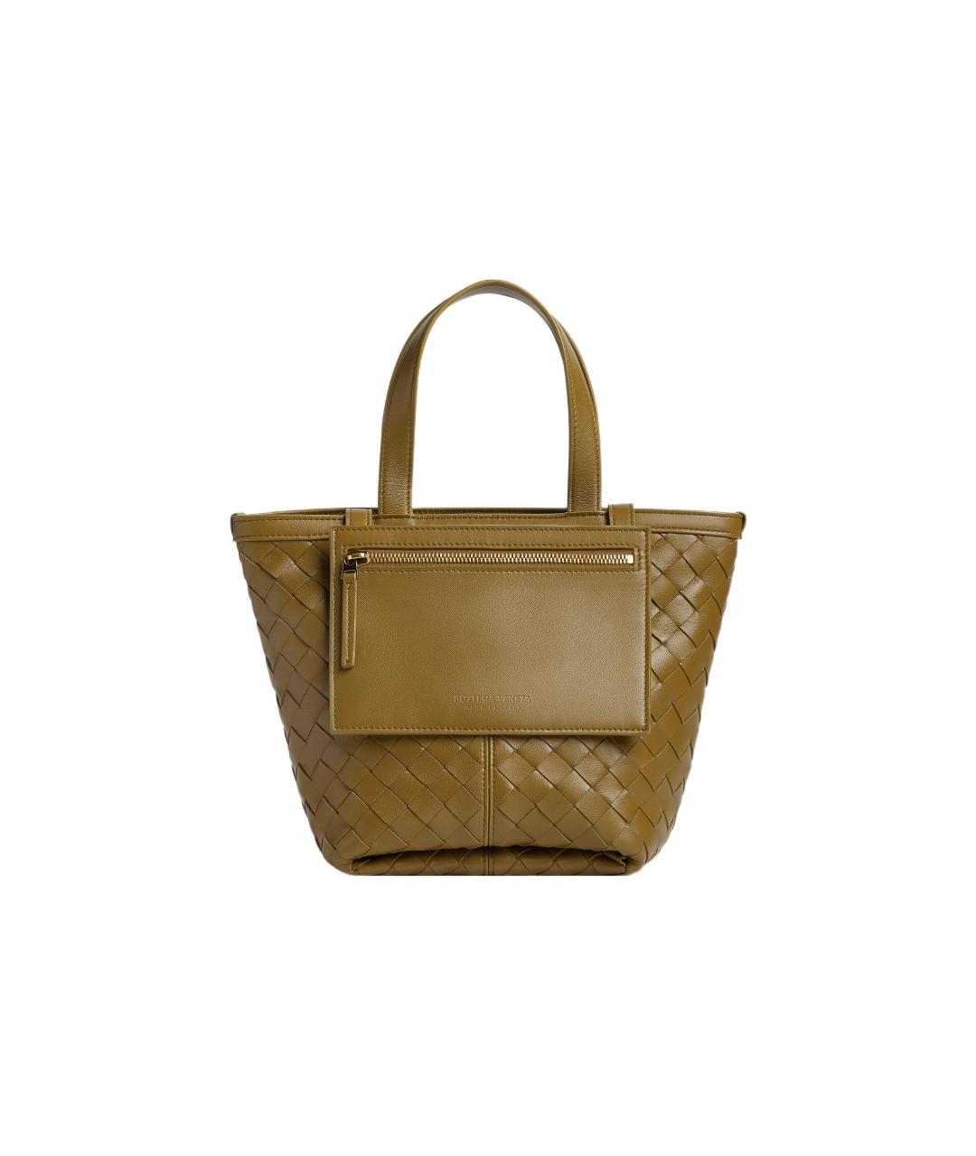 BOTTEGA VENETA Коричневая кожаная юбка миди, фото 1