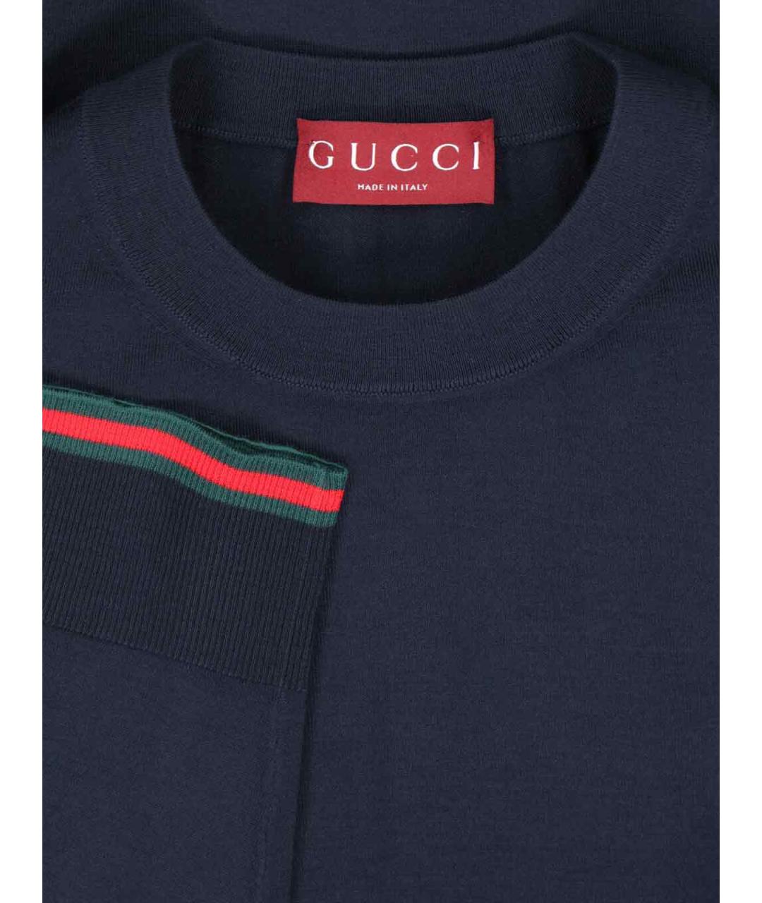 GUCCI Темно-синий шерстяной джемпер / свитер, фото 3