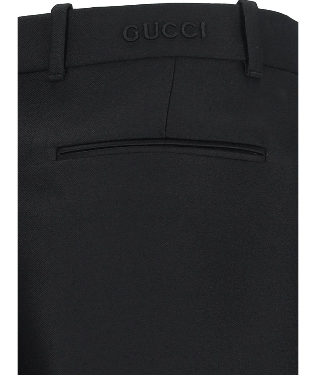 GUCCI Черные шерстяные прямые брюки, фото 4