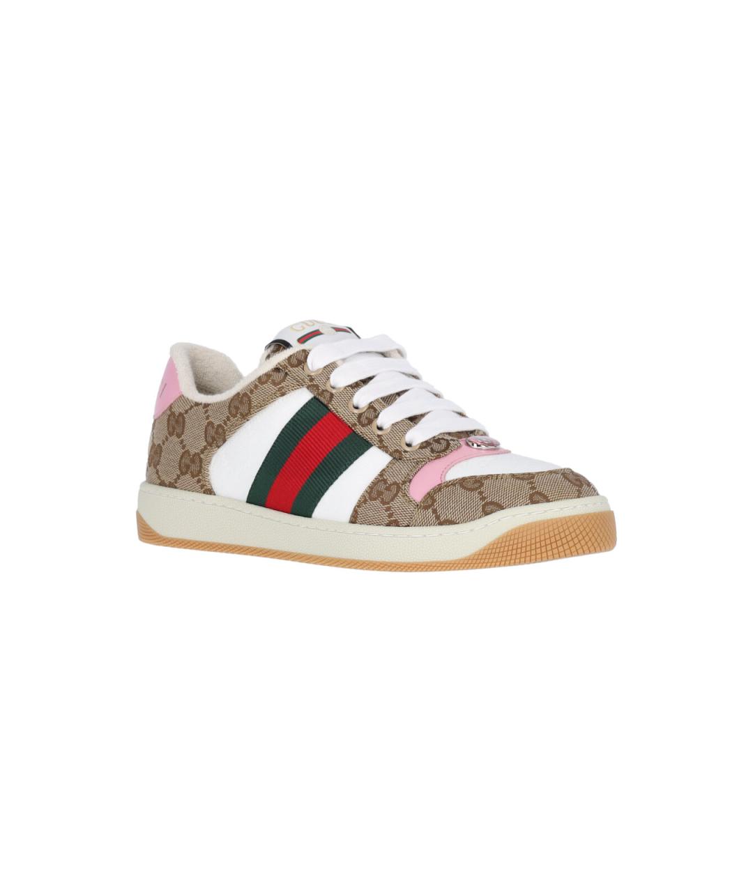 GUCCI Бежевые синтетические кеды, фото 2
