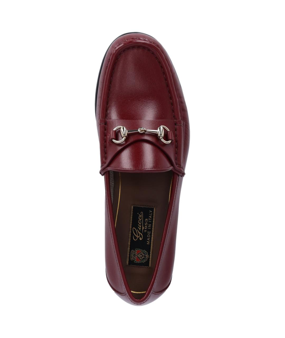 GUCCI Бордовые кожаные лоферы, фото 5
