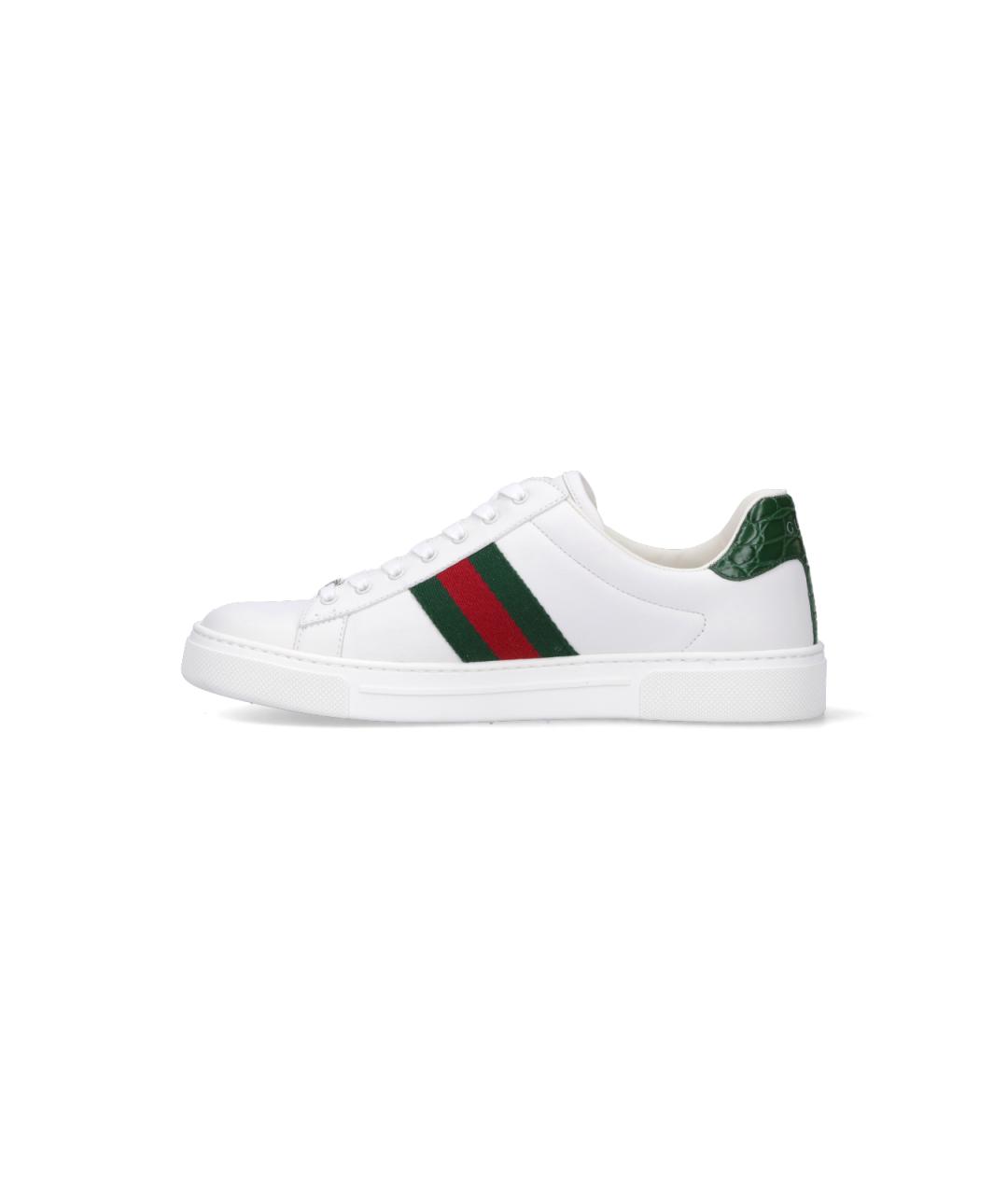 GUCCI Белые кожаные кеды, фото 3
