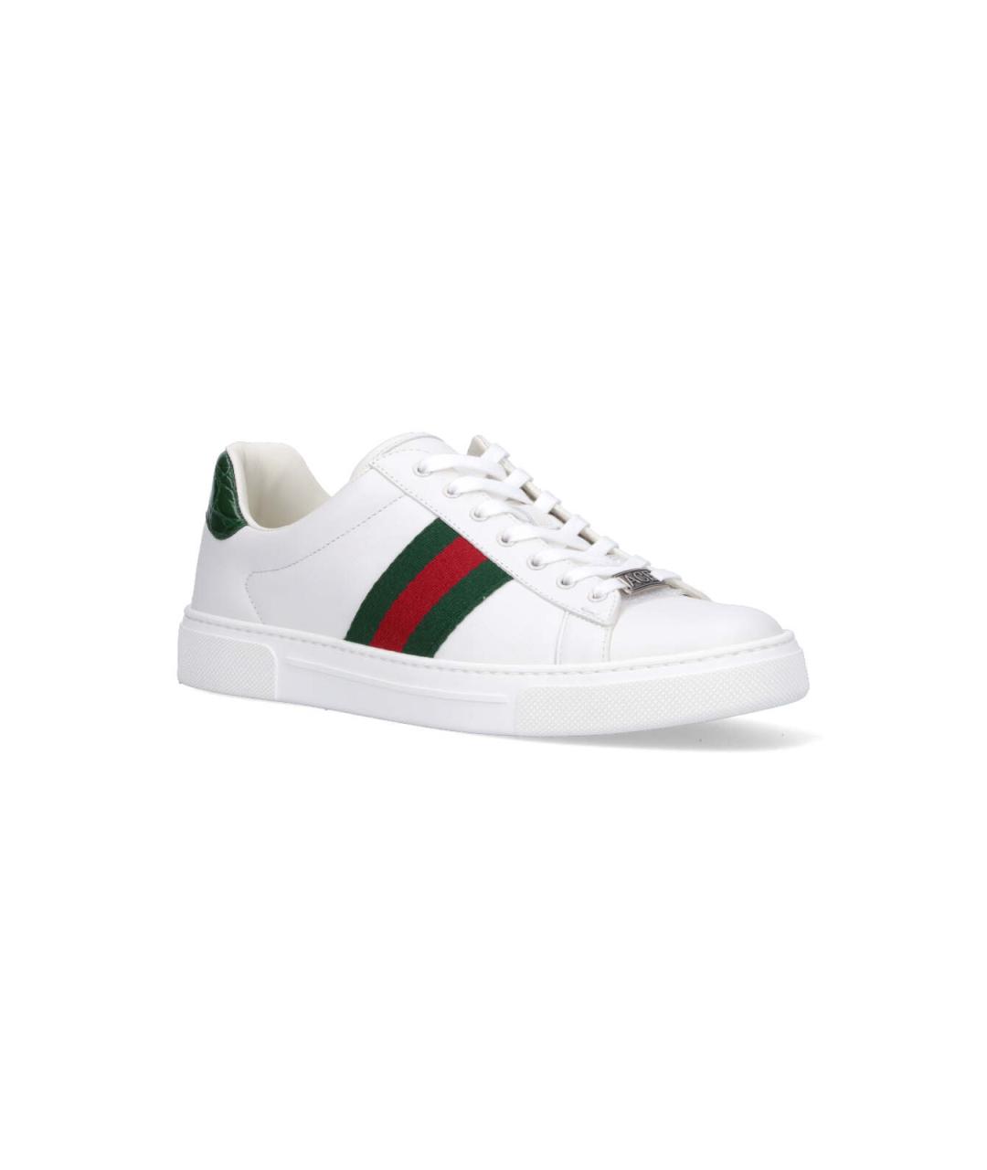 GUCCI Белые кожаные кеды, фото 2