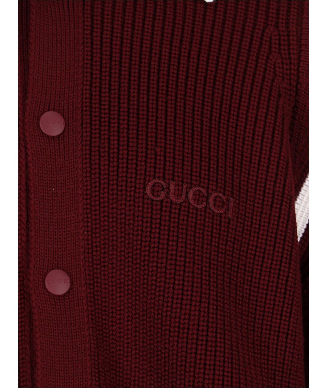 GUCCI Бордовый шерстяной кардиган, фото 3