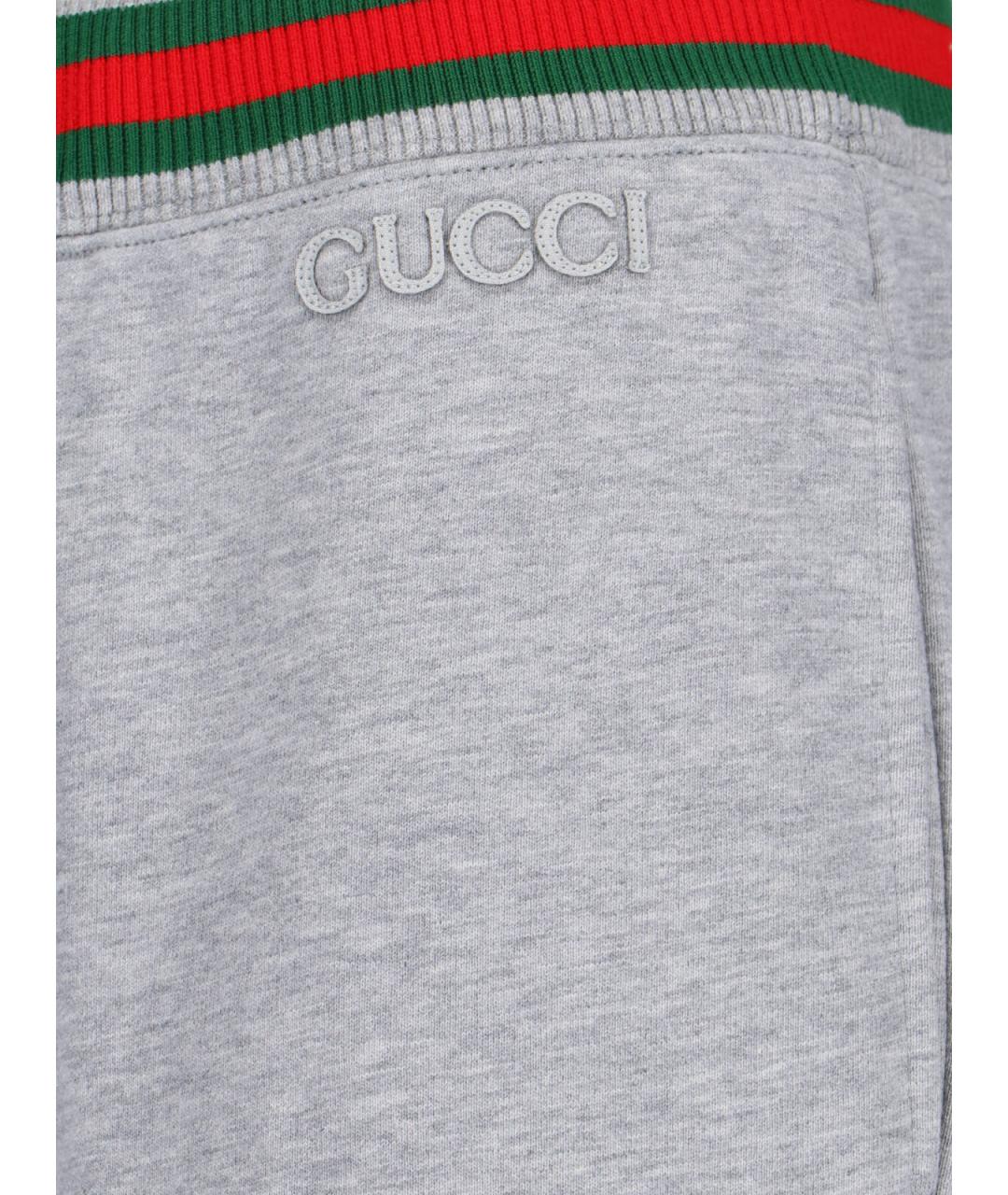 GUCCI Серые хлопковые прямые брюки, фото 5