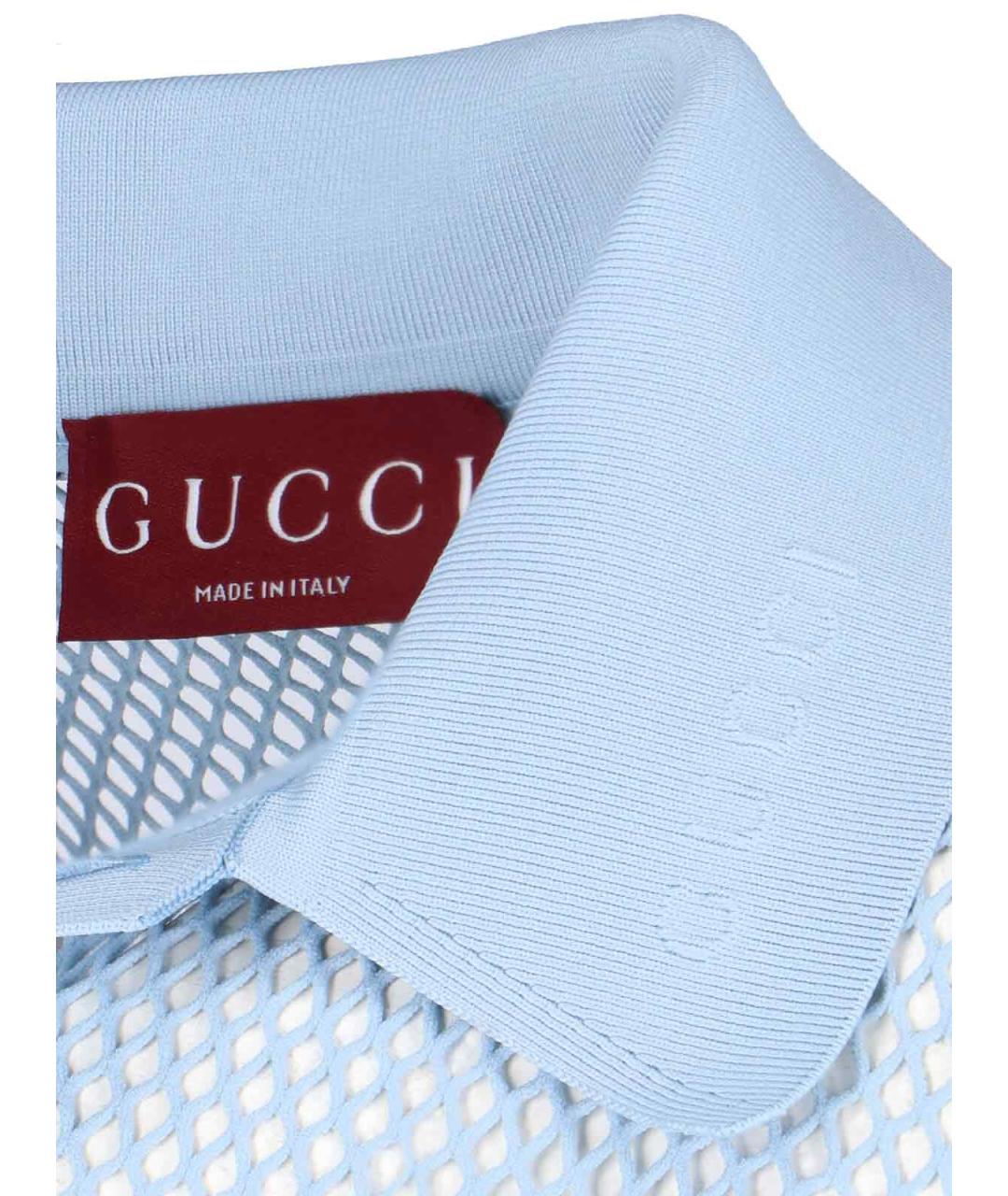 GUCCI Голубое поло с длинным рукавом, фото 3
