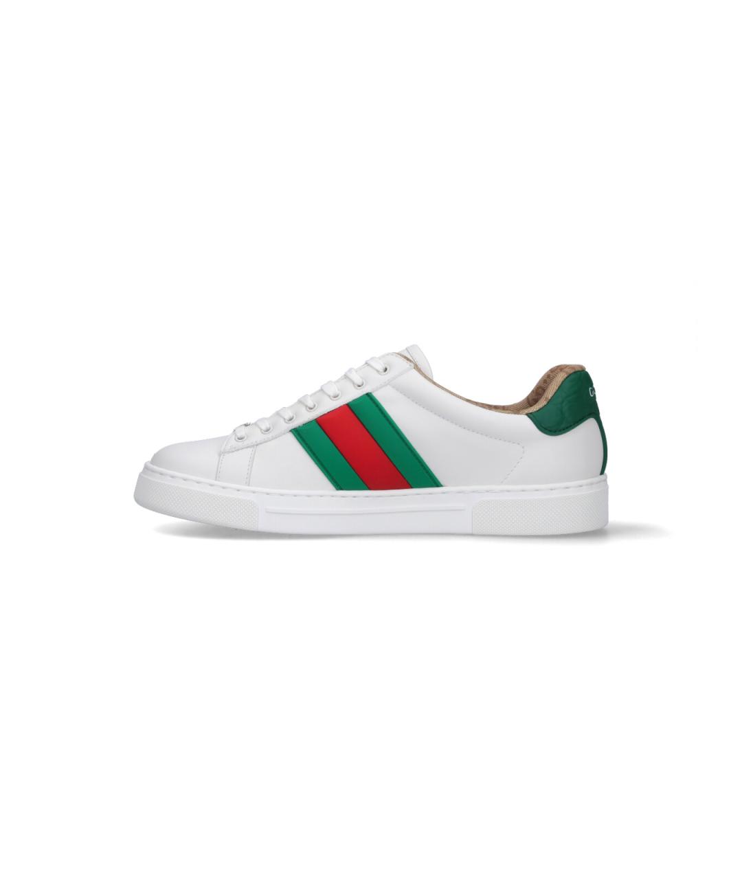 GUCCI Белые кожаные низкие кроссовки / кеды, фото 3