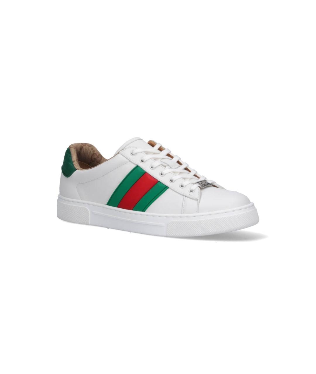 GUCCI Белые кожаные низкие кроссовки / кеды, фото 2