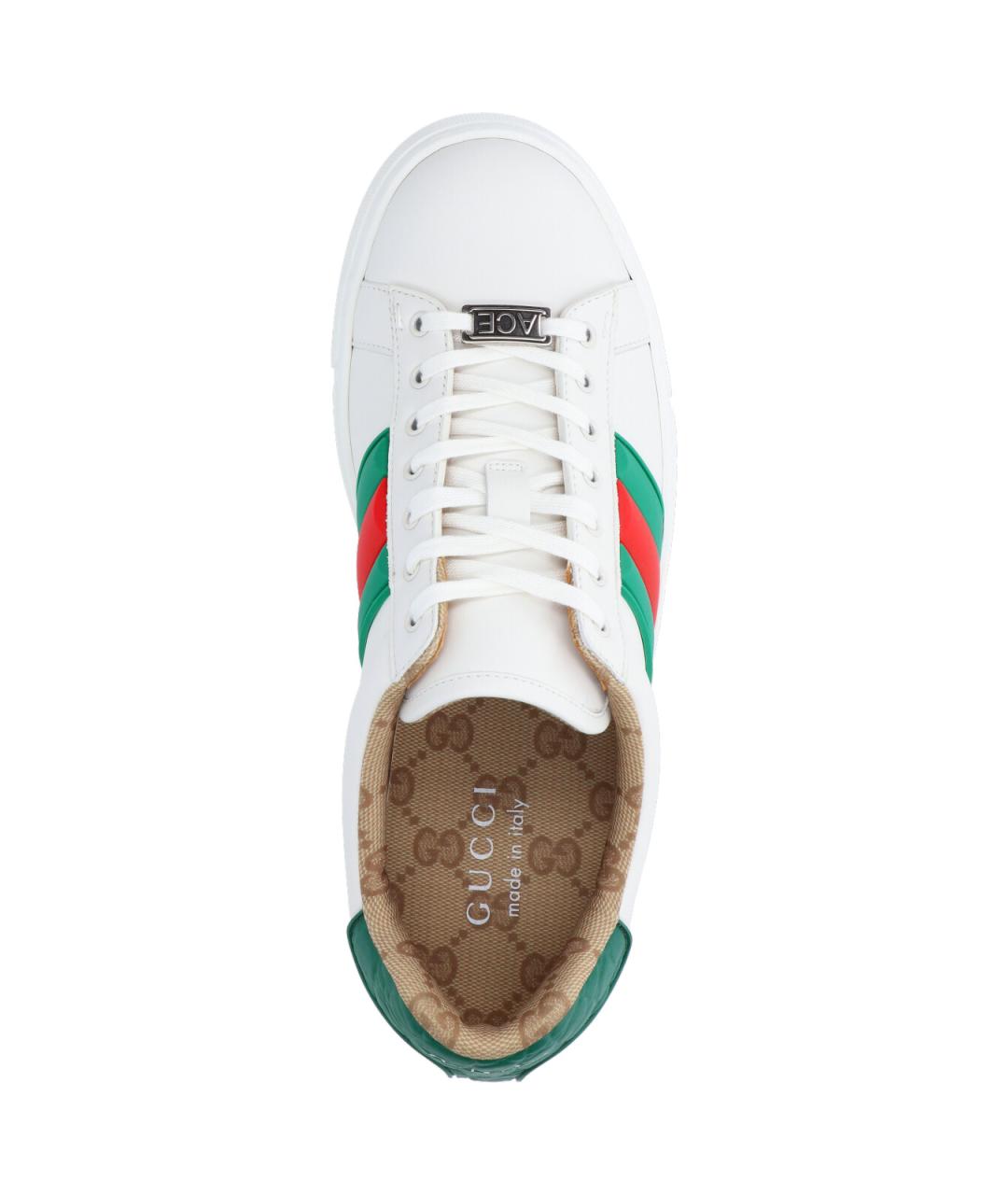 GUCCI Белые кожаные низкие кроссовки / кеды, фото 5