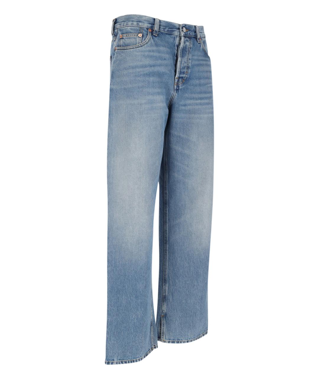 GUCCI Голубые хлопковые прямые джинсы, фото 3