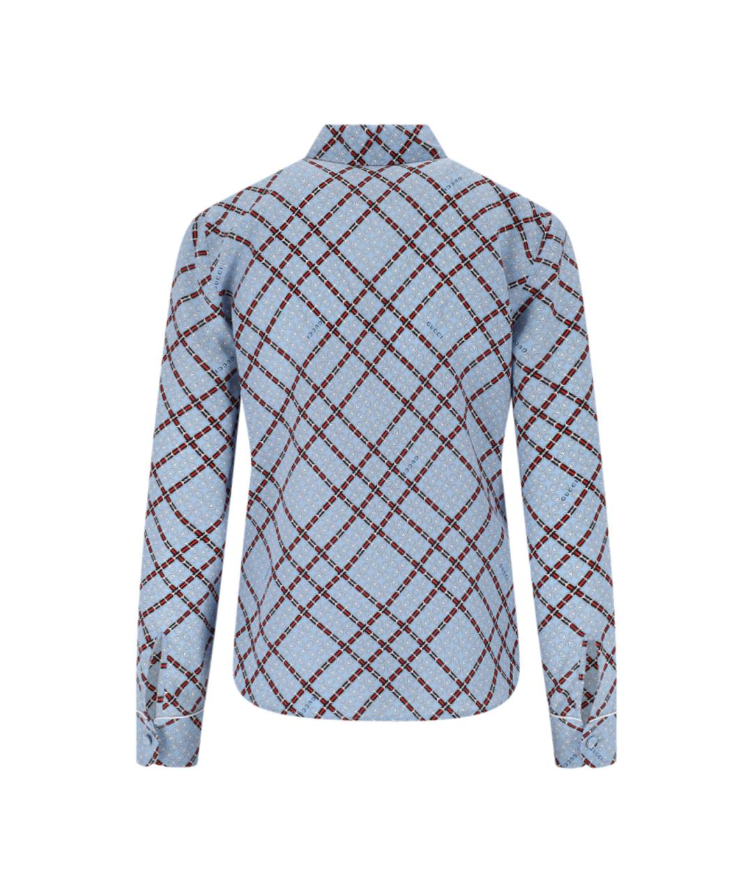 GUCCI Голубая шелковая рубашка, фото 2