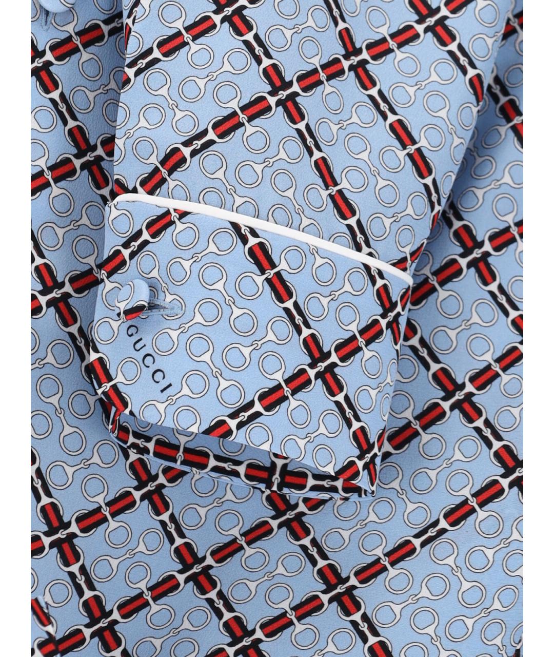 GUCCI Голубая шелковая рубашка, фото 5