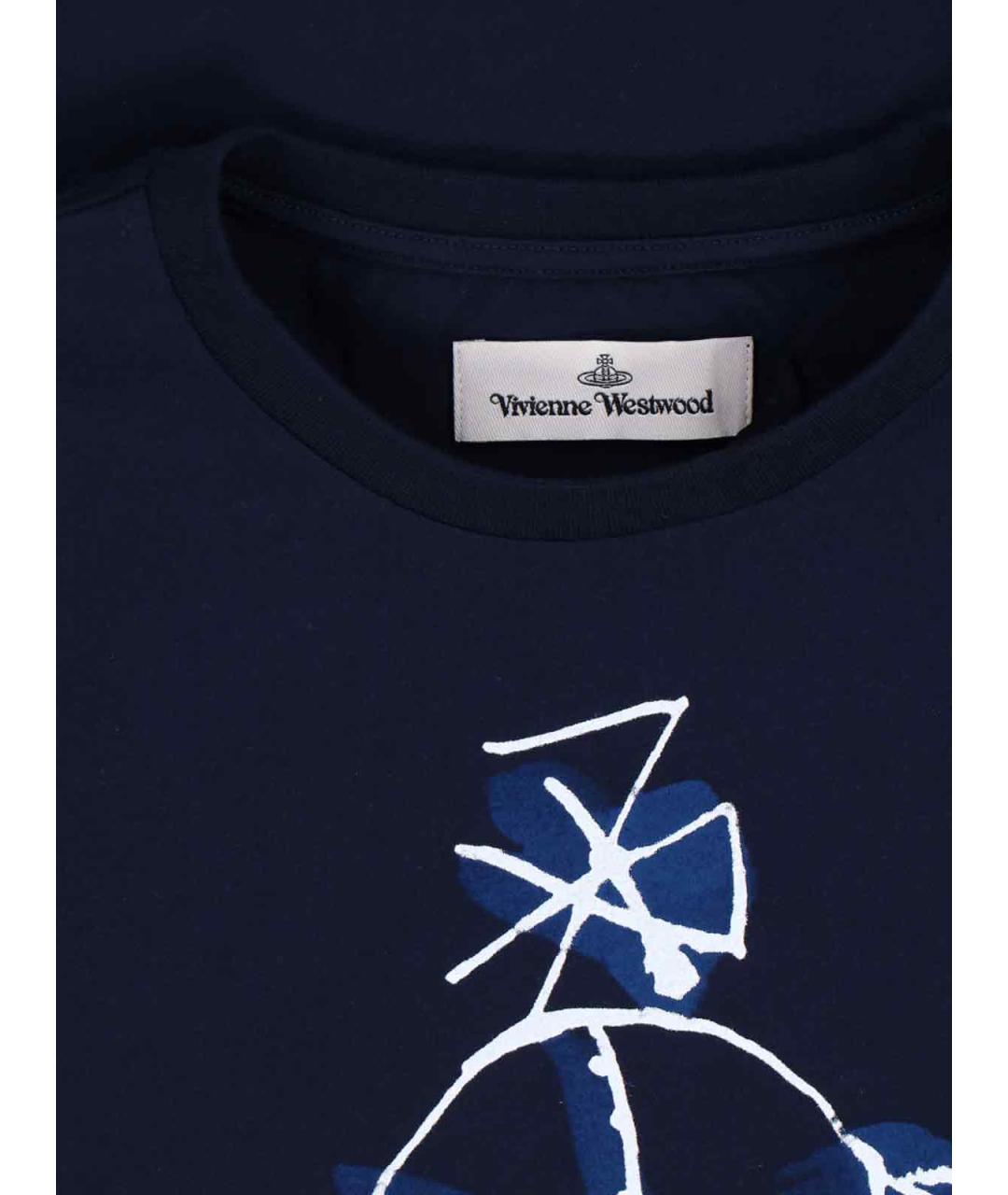 VIVIENNE WESTWOOD Темно-синяя хлопковая футболка, фото 3