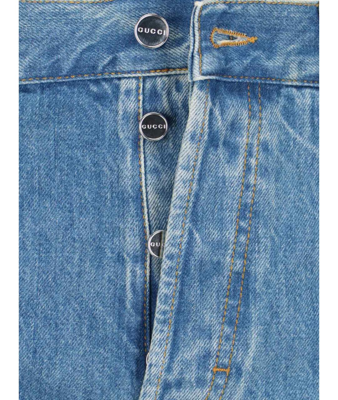 GUCCI Голубые хлопковые прямые джинсы, фото 5