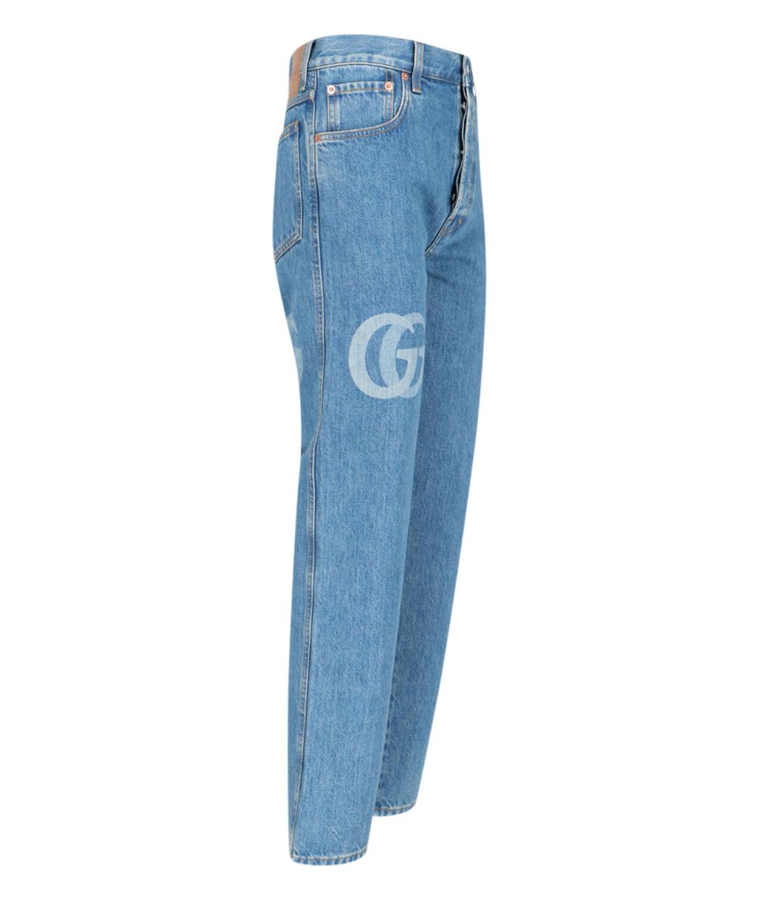 GUCCI Голубые хлопковые прямые джинсы, фото 3