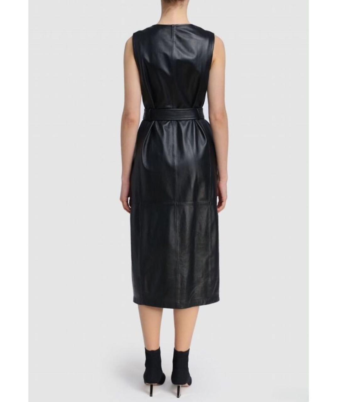SPORTMAX Черное кожаное повседневное платье, фото 2