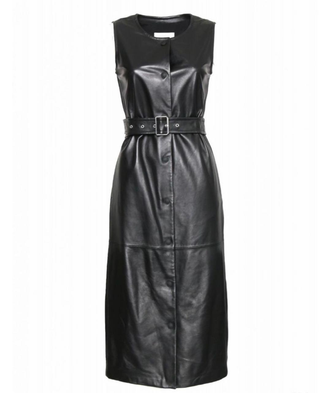 SPORTMAX Черное кожаное повседневное платье, фото 1