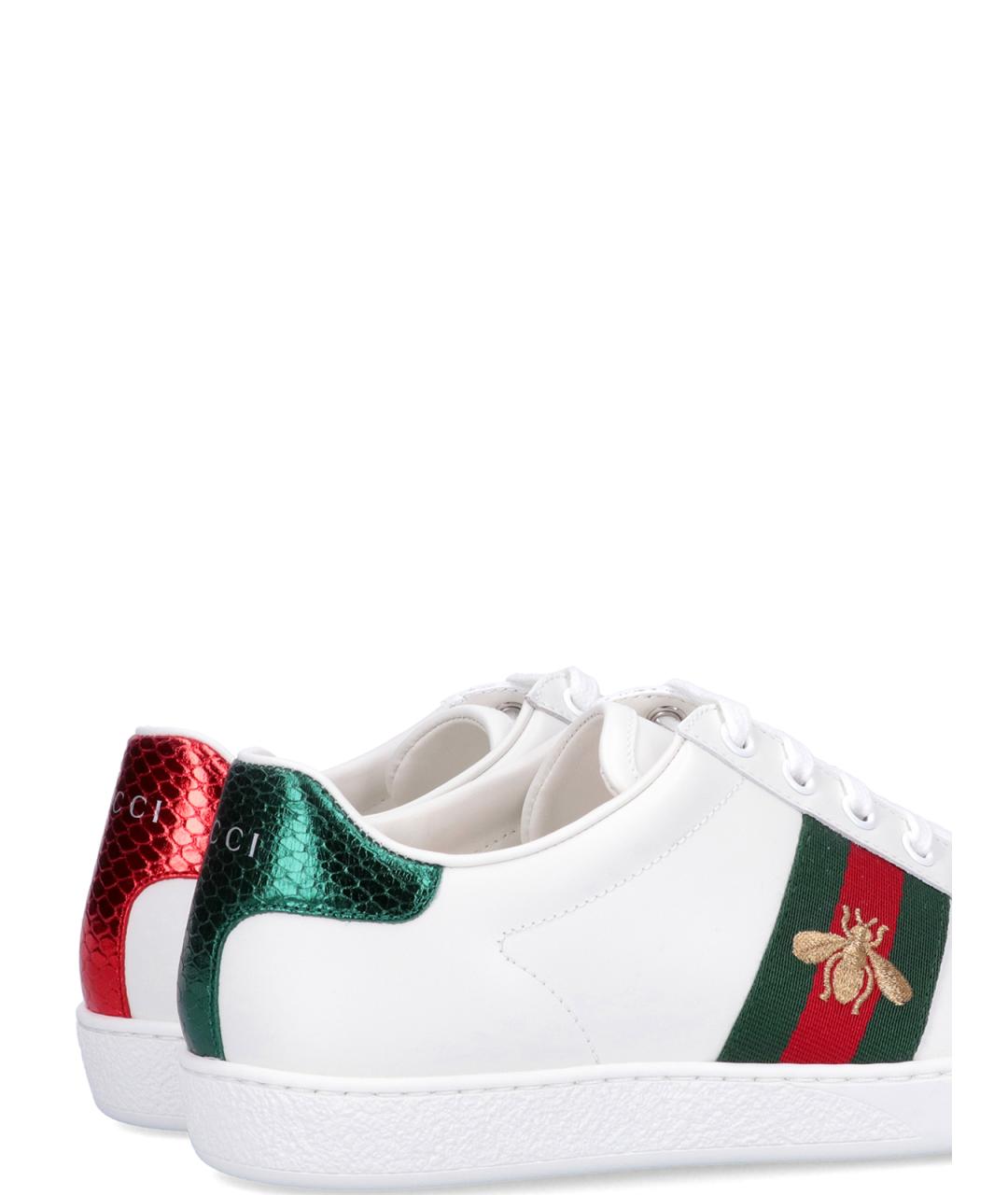 GUCCI Белые кожаные кеды, фото 4